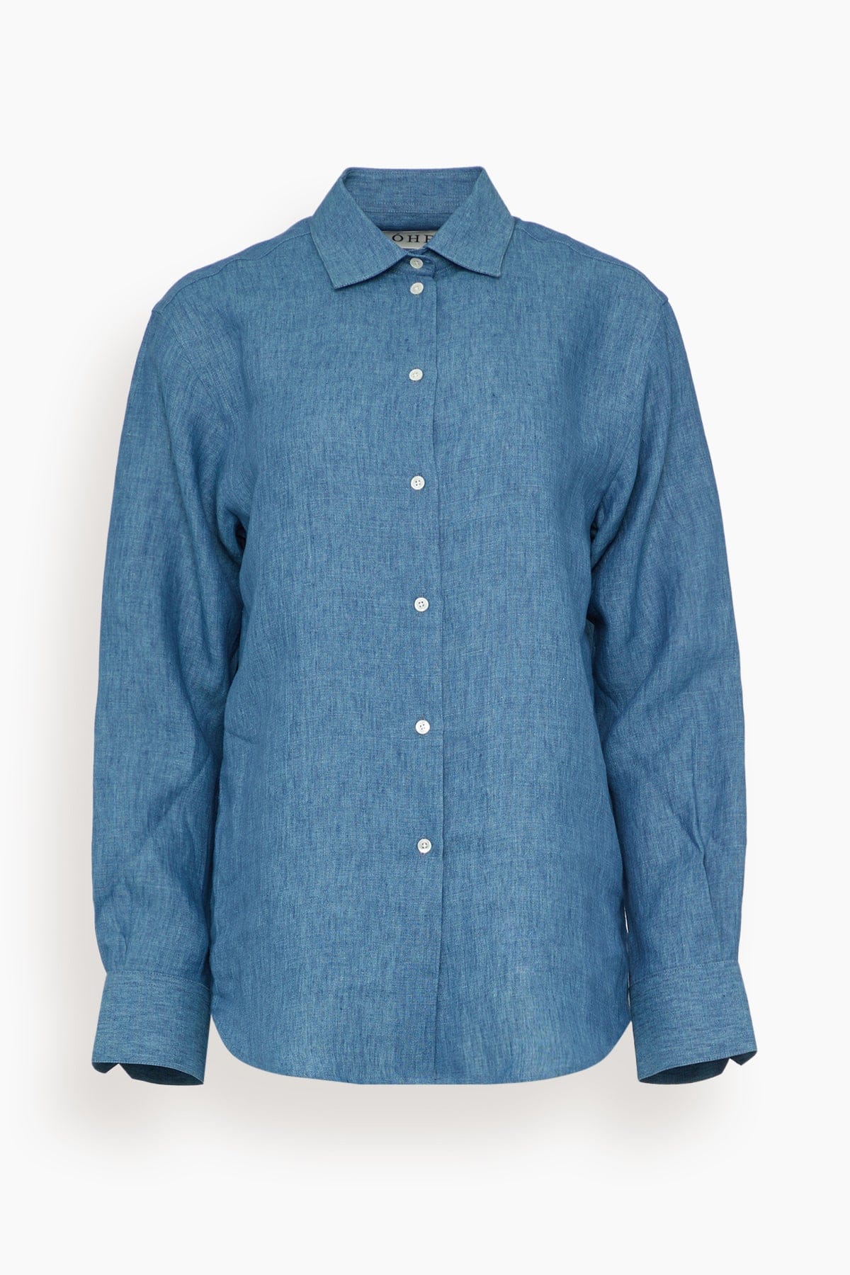 Classic Chambray Linen Shirt in Ocean Blue