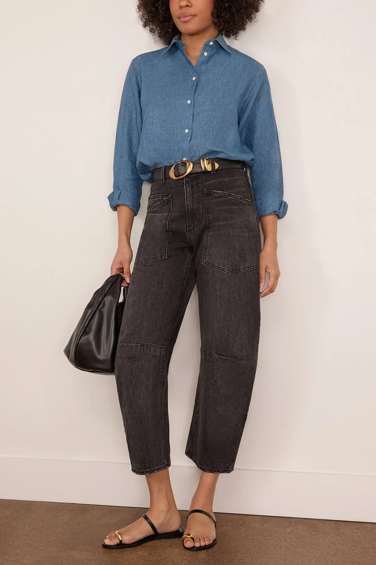 Classic Chambray Linen Shirt in Ocean Blue - Image 2