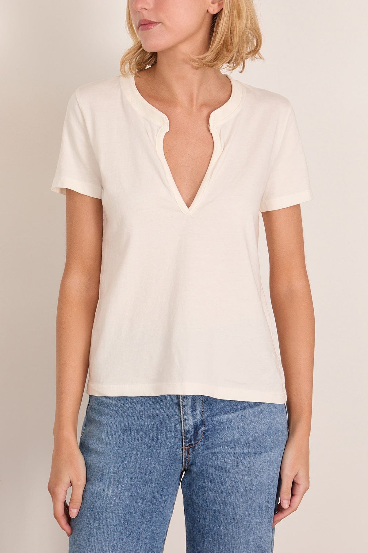 Classic Henley Tee in Ivory - Image 3