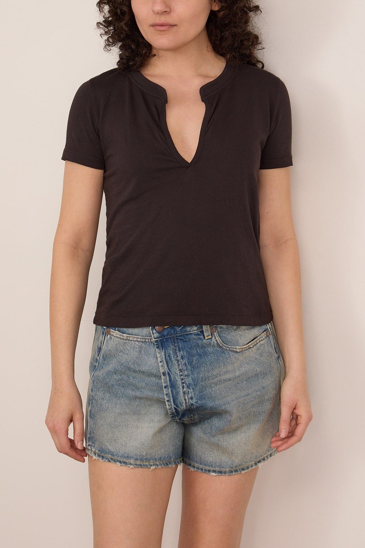 Classic Henley Tee in Stone Black - Image 3