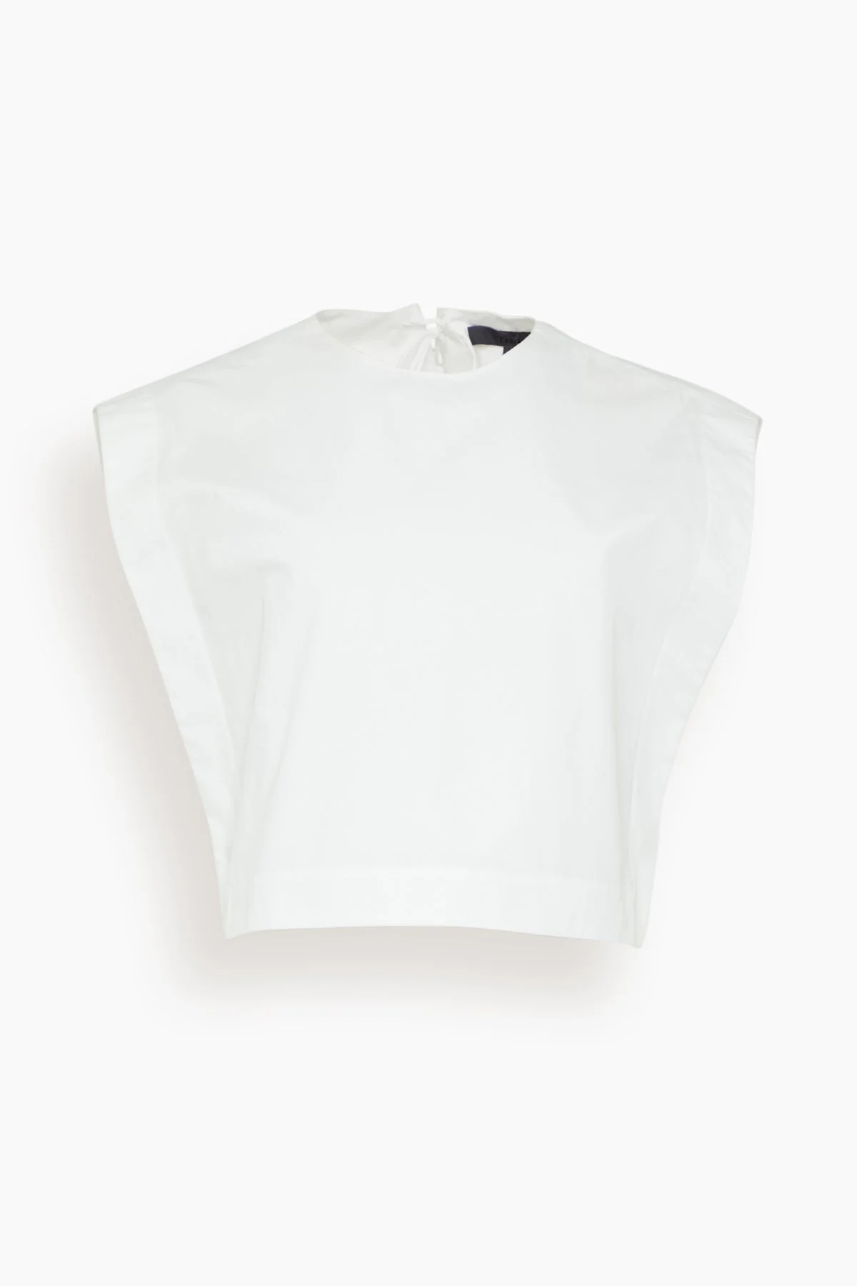 Compact Poplin Cropped Square Top in White