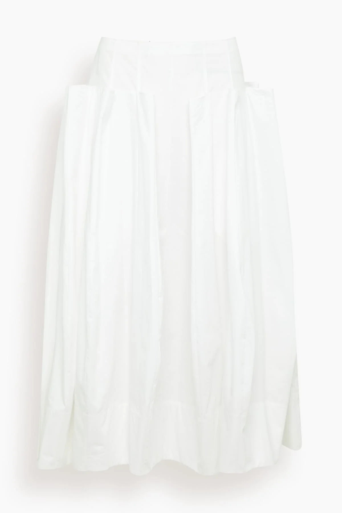 Compact Poplin Pinch Pleat Full Skirt in White
