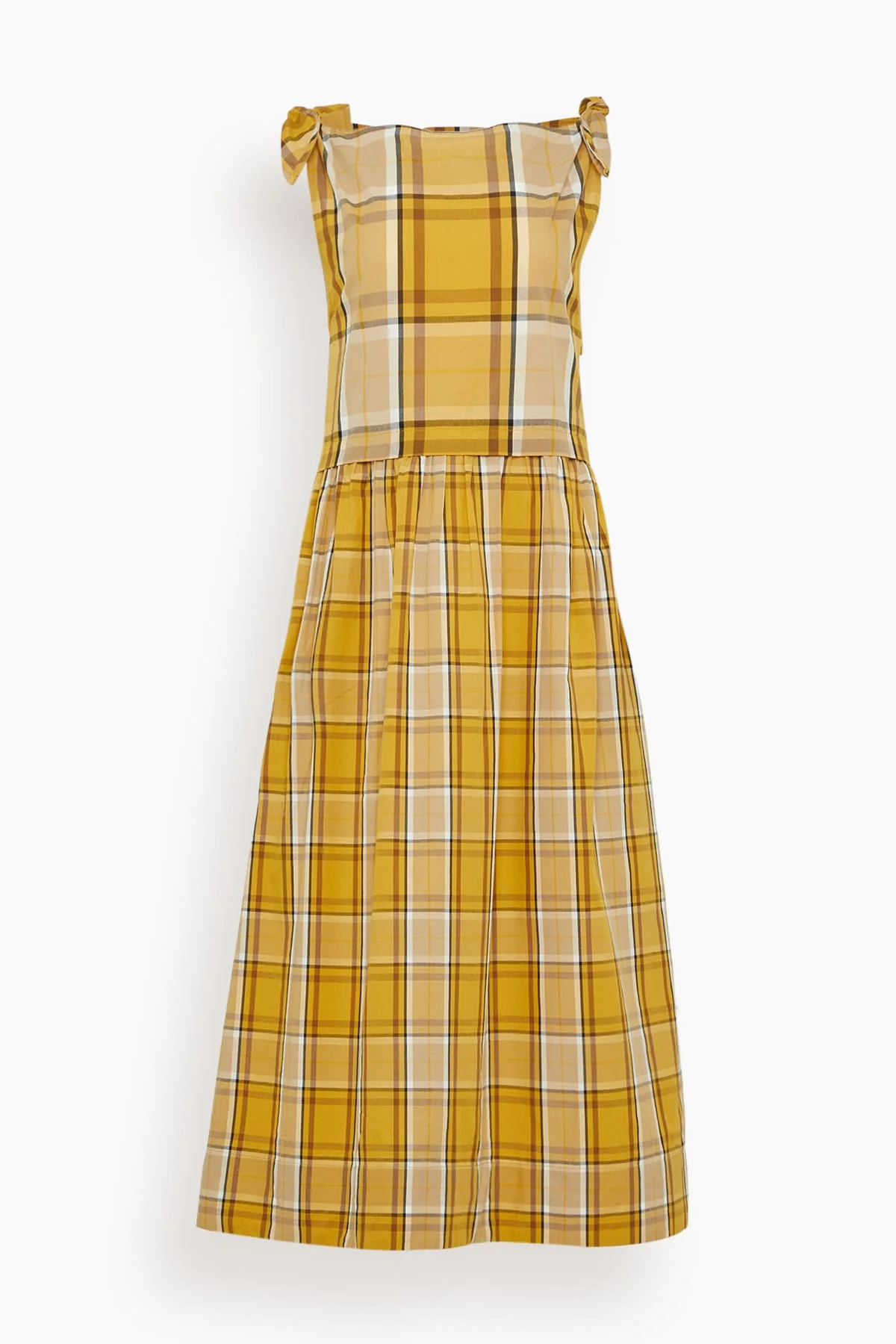 Copeland Plaid Midi Dress in Yellow