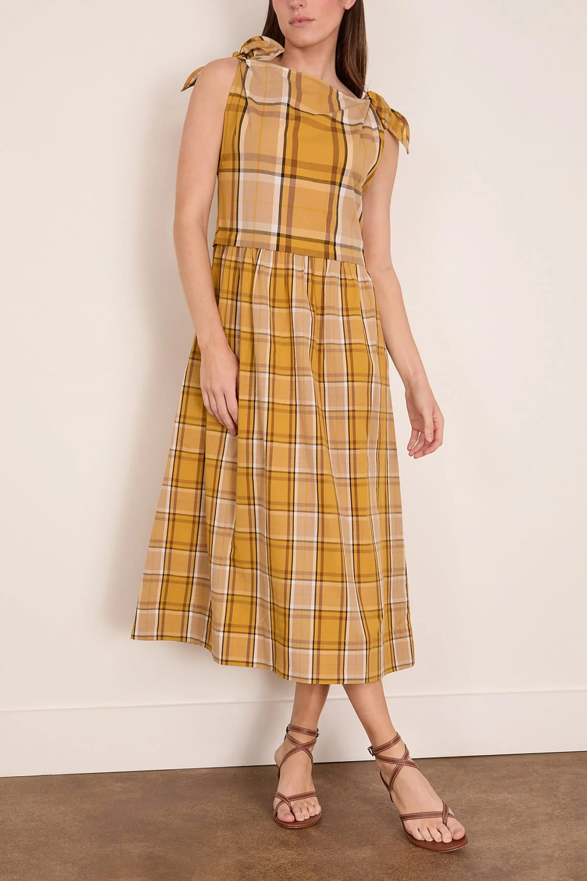 Copeland Plaid Midi Dress in Yellow - Image 3