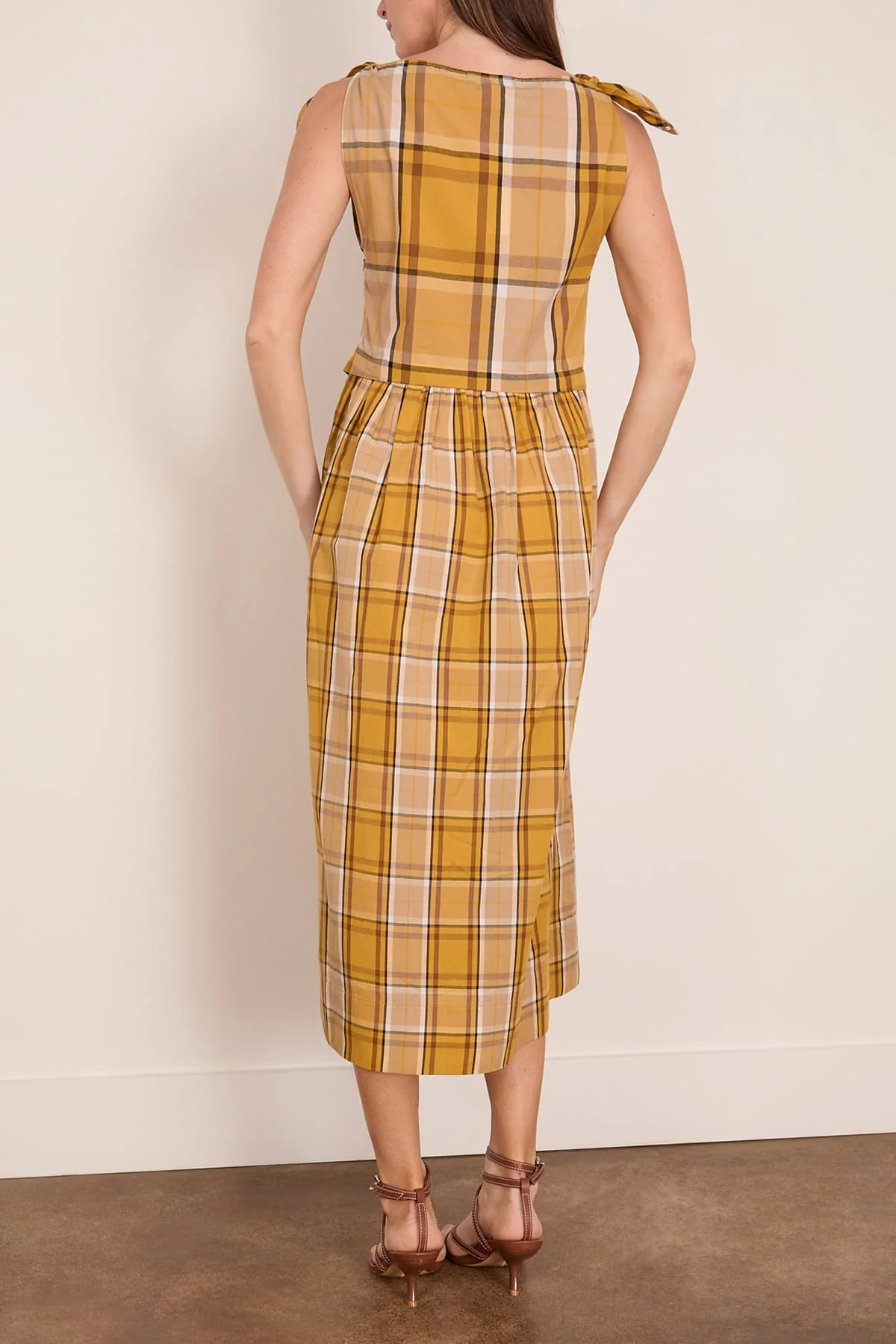 Copeland Plaid Midi Dress in Yellow - Image 4