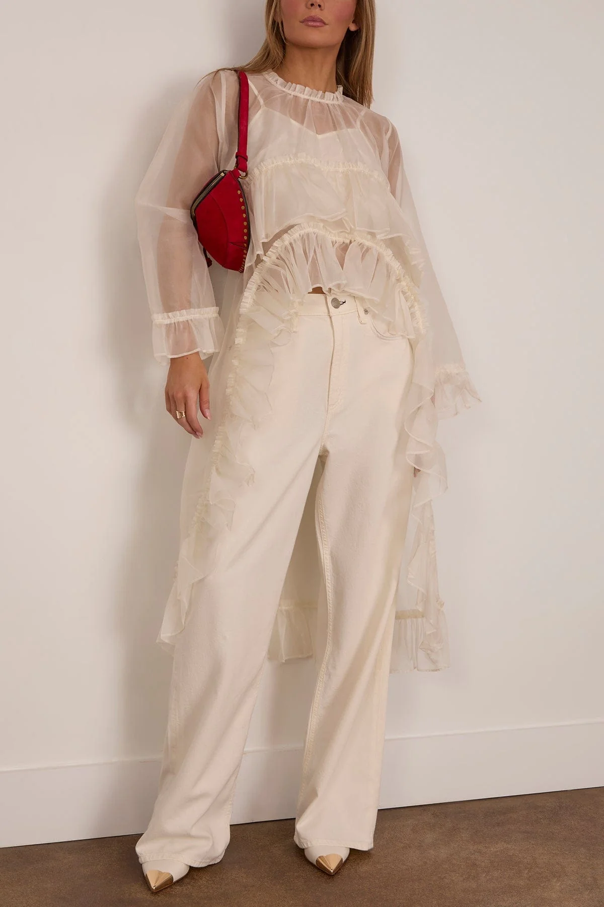 Cornelia Solid High Low Top in Cream - Image 2