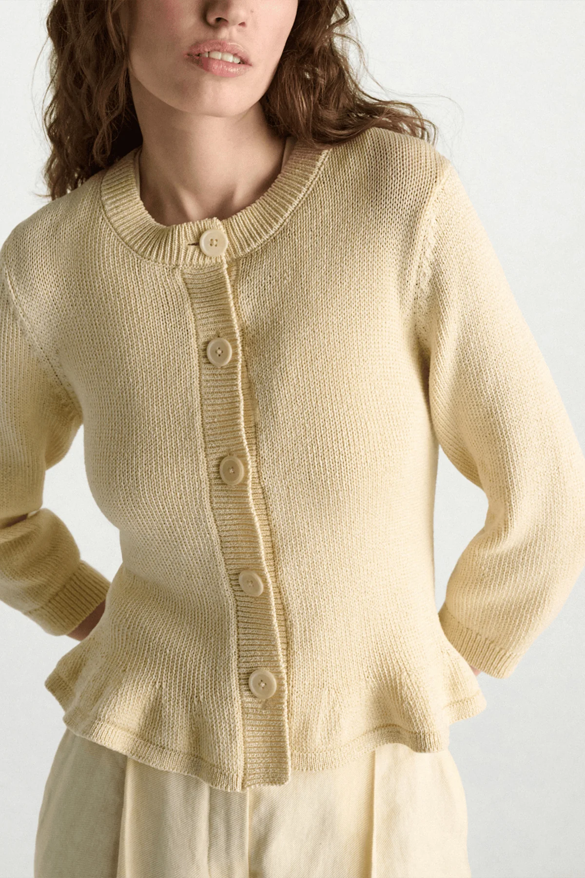 Cotton Candy Cardigan in Icy Lemon - Image 3