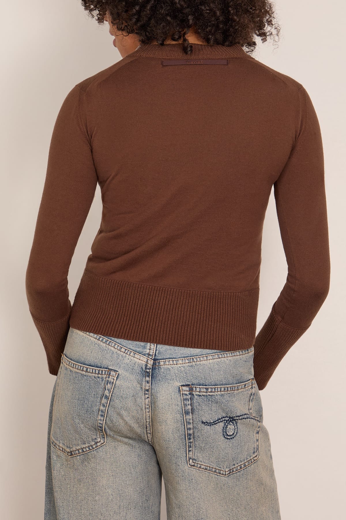 Cotton Cashmere Knit Pullover in Brown - Image 4