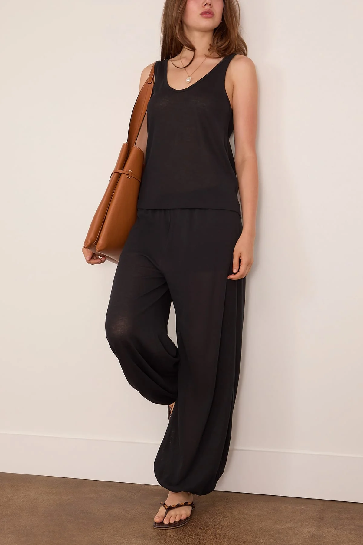 Cotton Crepe Tank in Black - Image 2