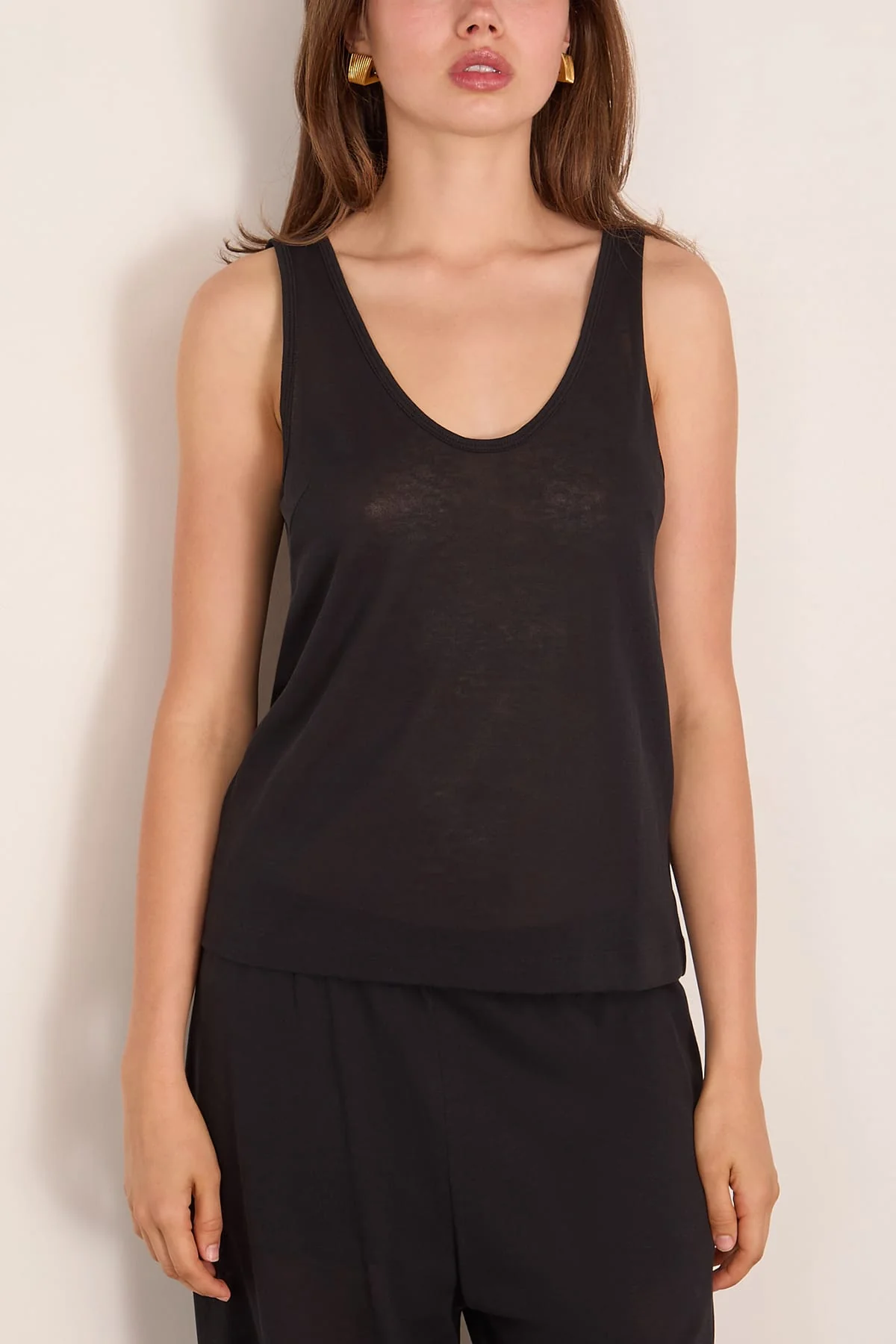 Cotton Crepe Tank in Black - Image 3