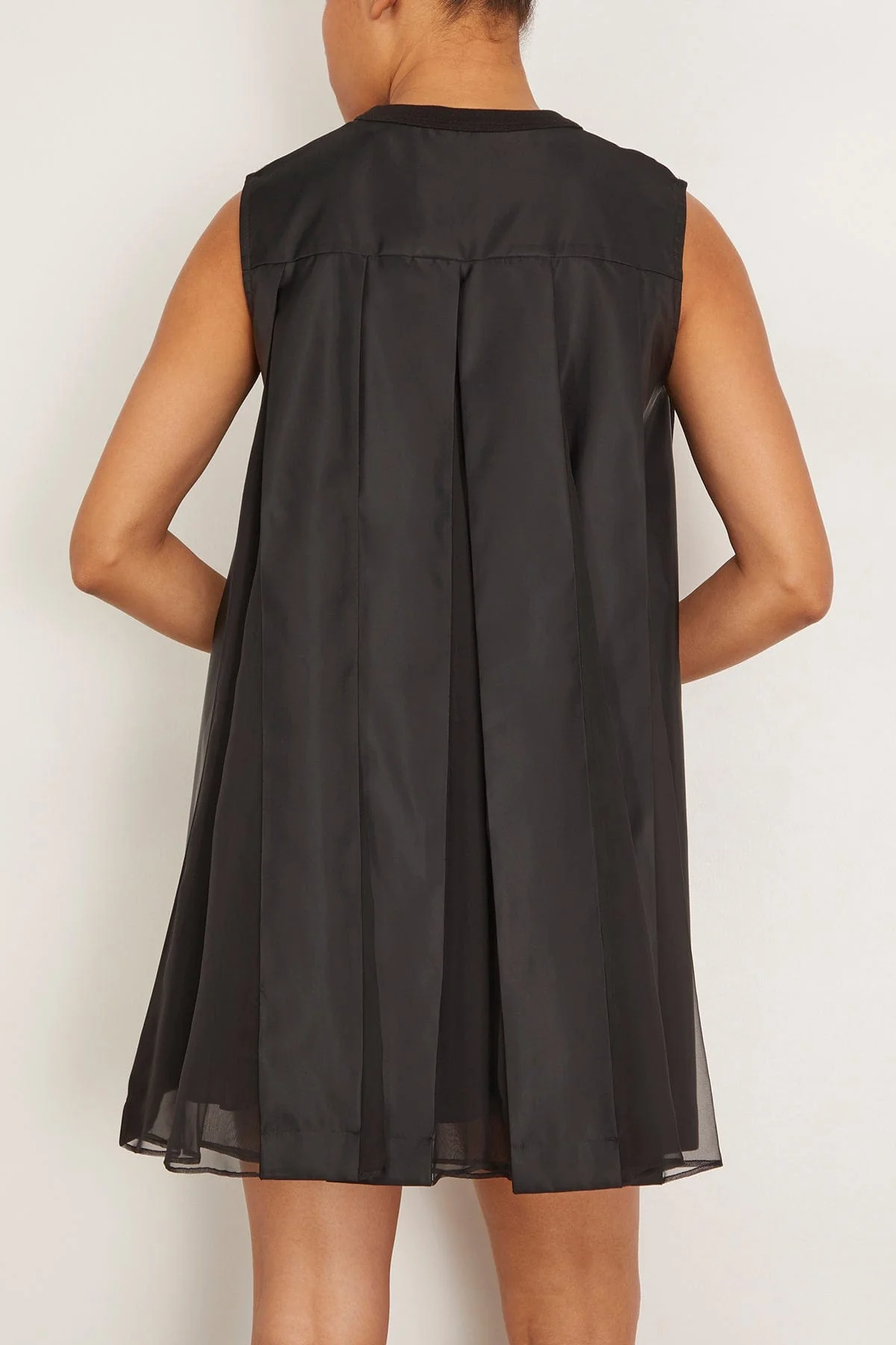 Cotton Jersey Nylon Twill Dress in Black - Image 4