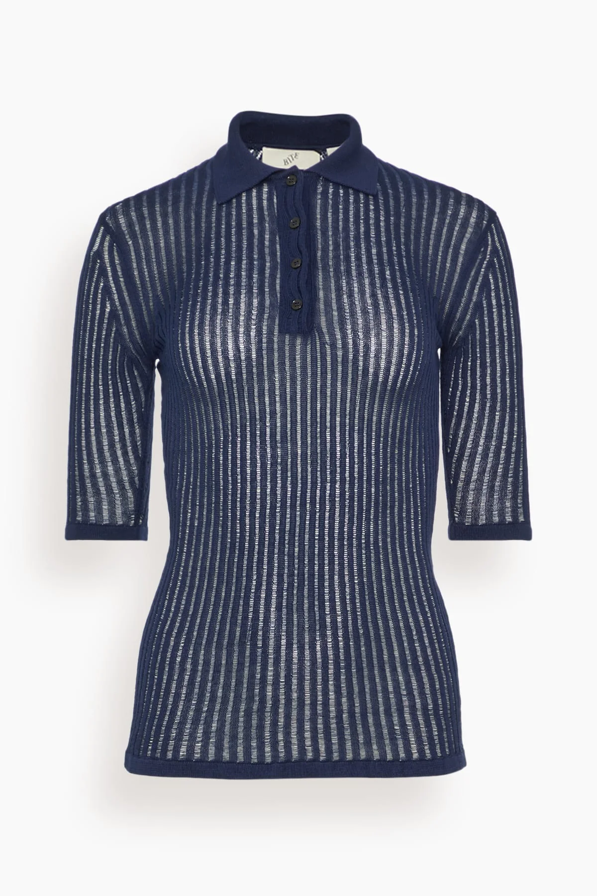 Cotton Net Rib Top in Dark Navy