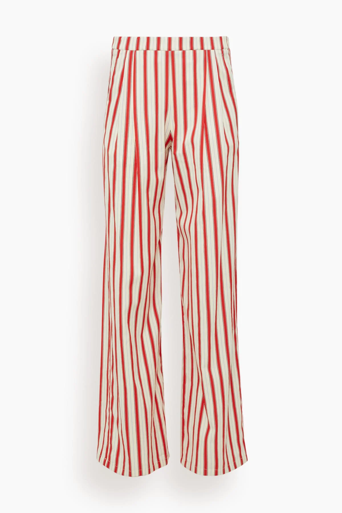 Cotton Pinstriped Pants in Rouge