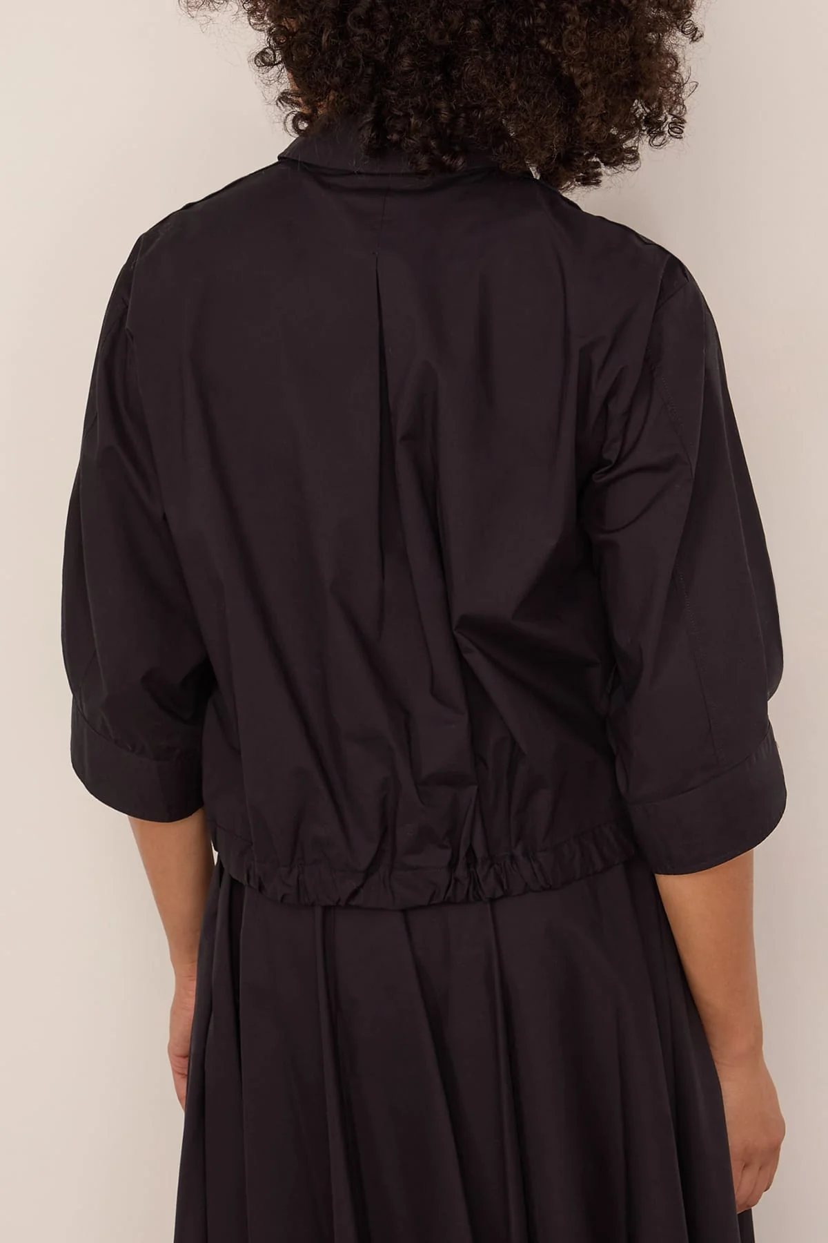 Cotton Popline Half Sleeve Shirt in Notte - Image 4