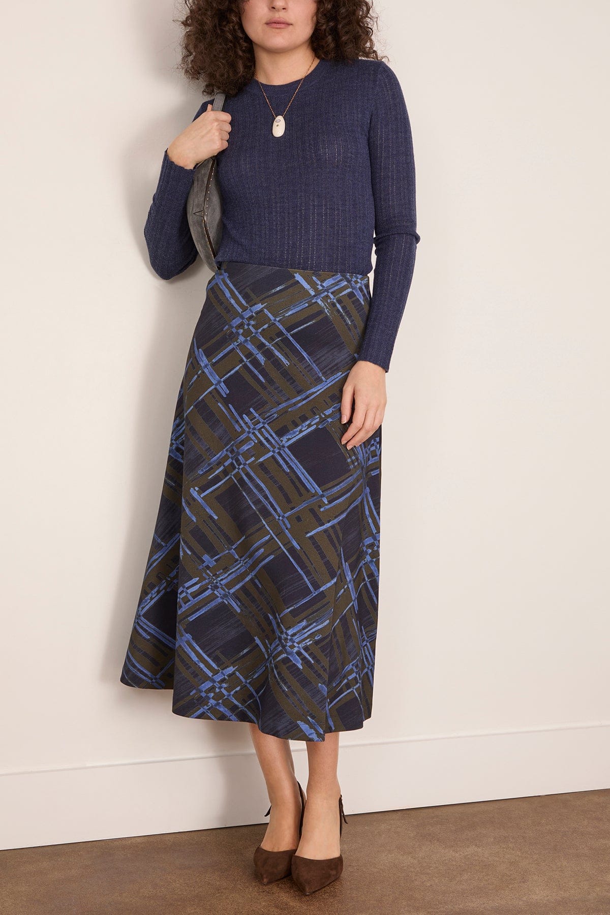 Crew Neck Kayden Top in Melange Navy - Image 2