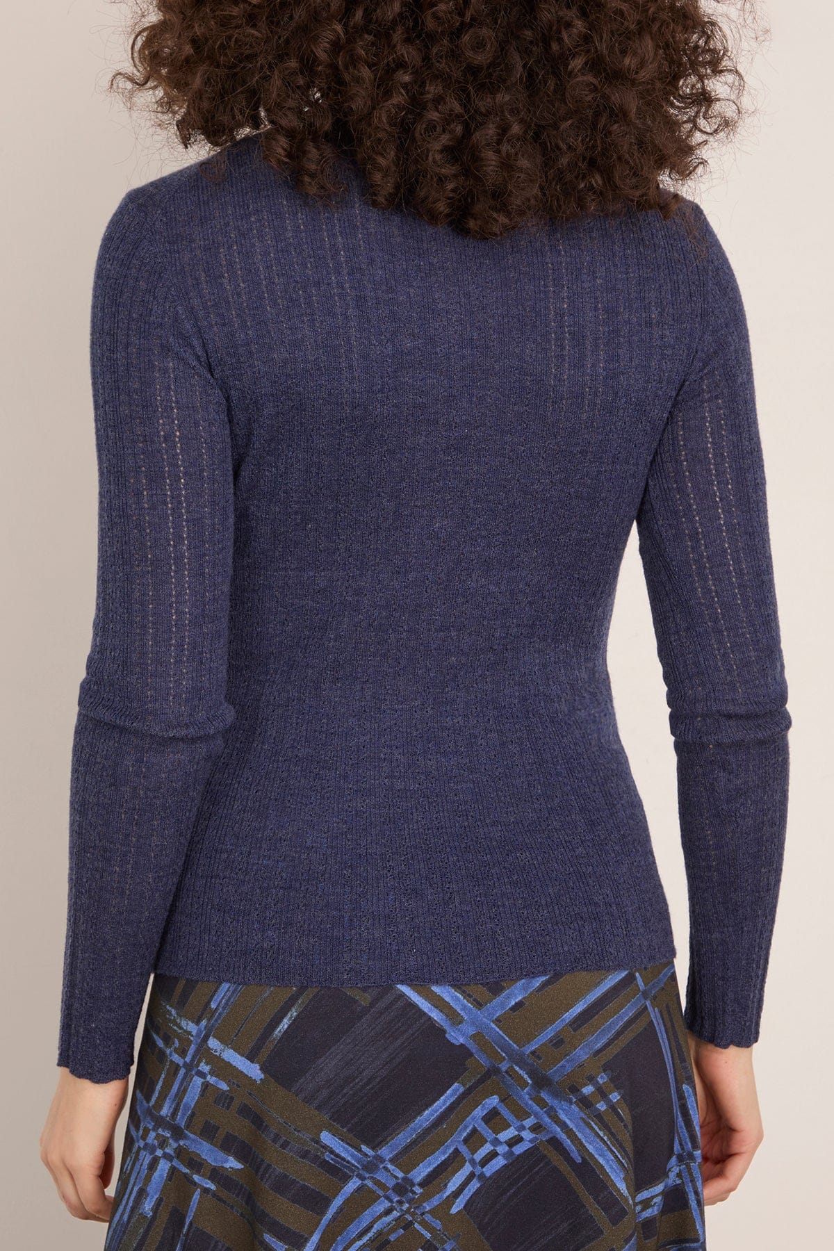 Crew Neck Kayden Top in Melange Navy - Image 4