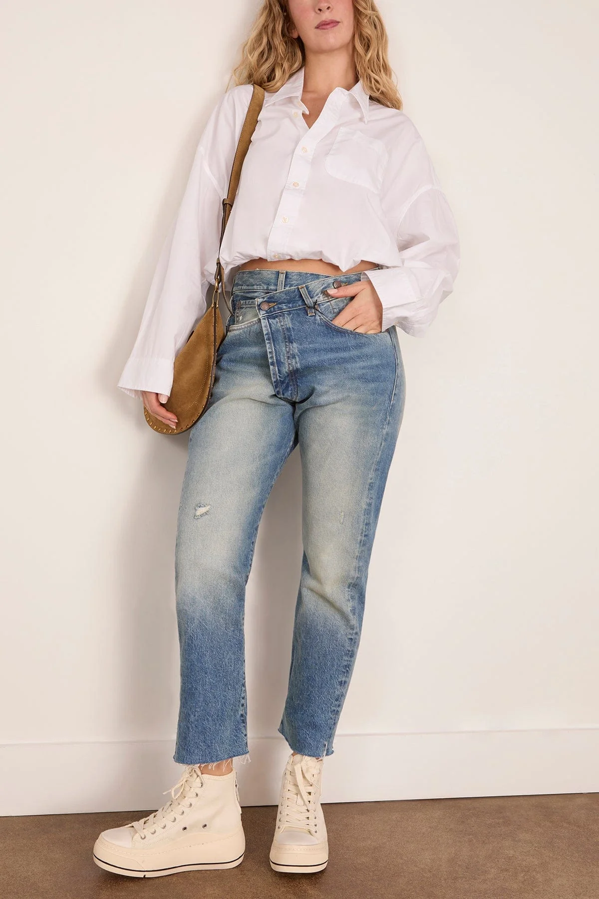 Crossover Bubble Shirt in White - Image 2