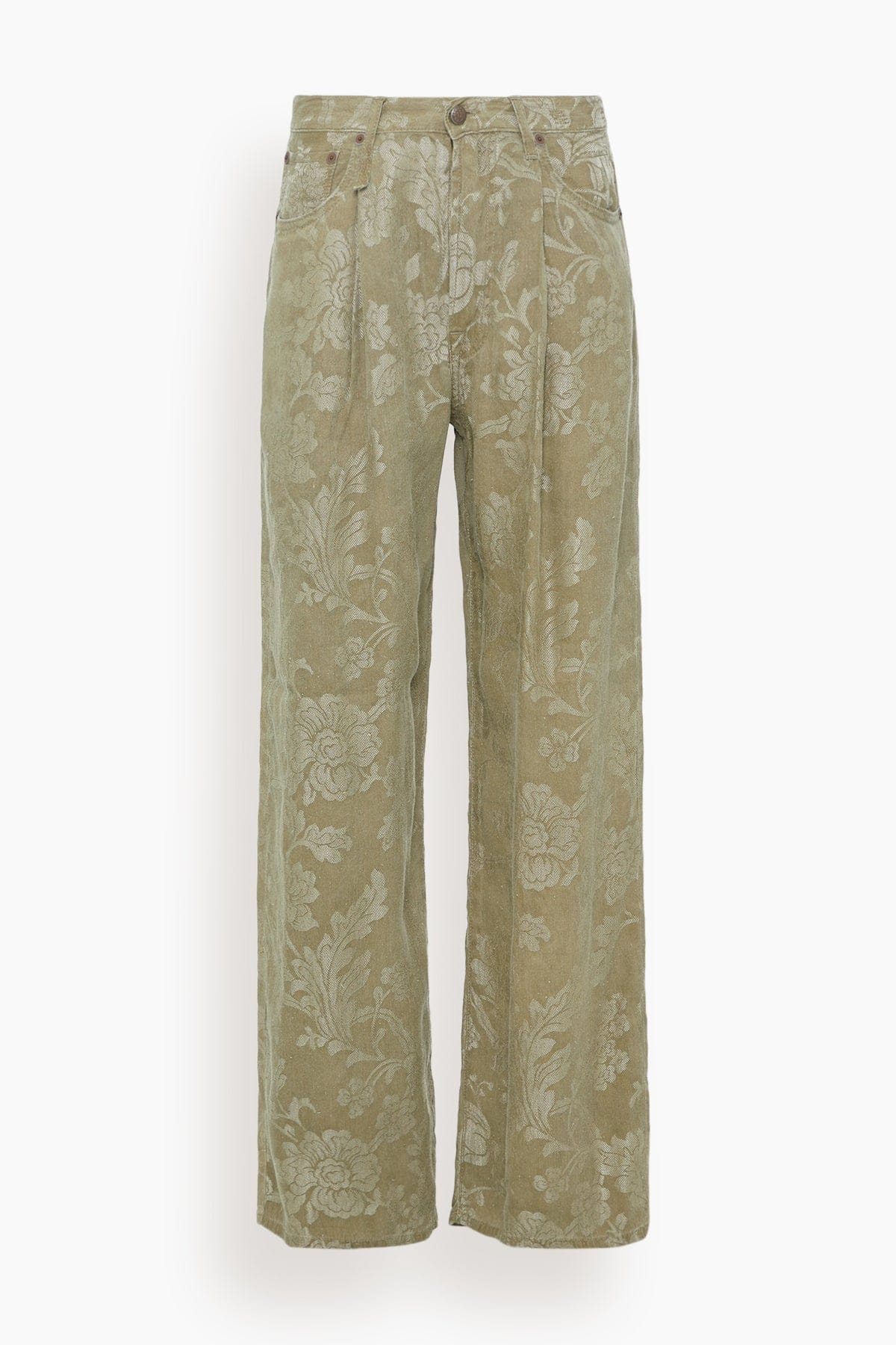 Damon Pleated Trouser in Olive Floral