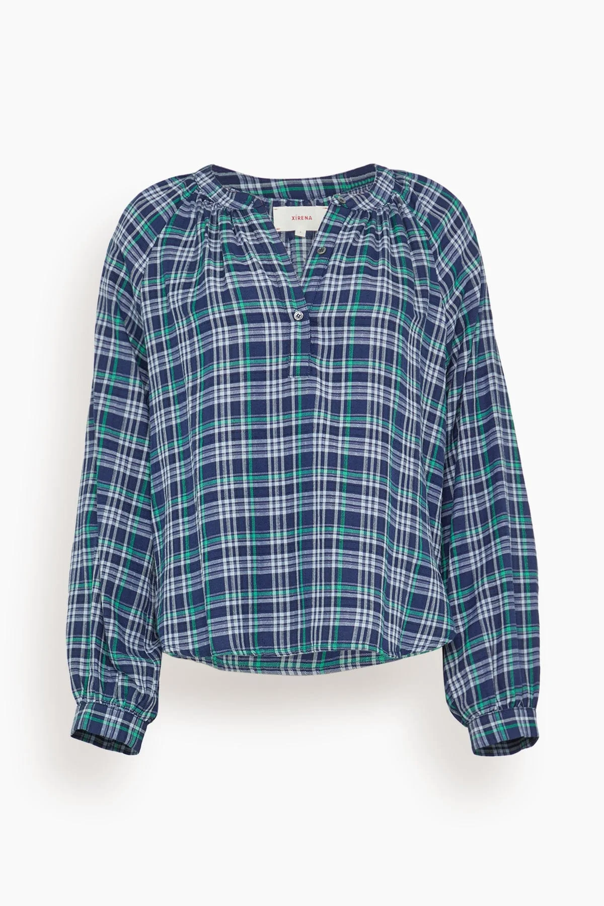 Dara Top in Forest Blue Plaid
