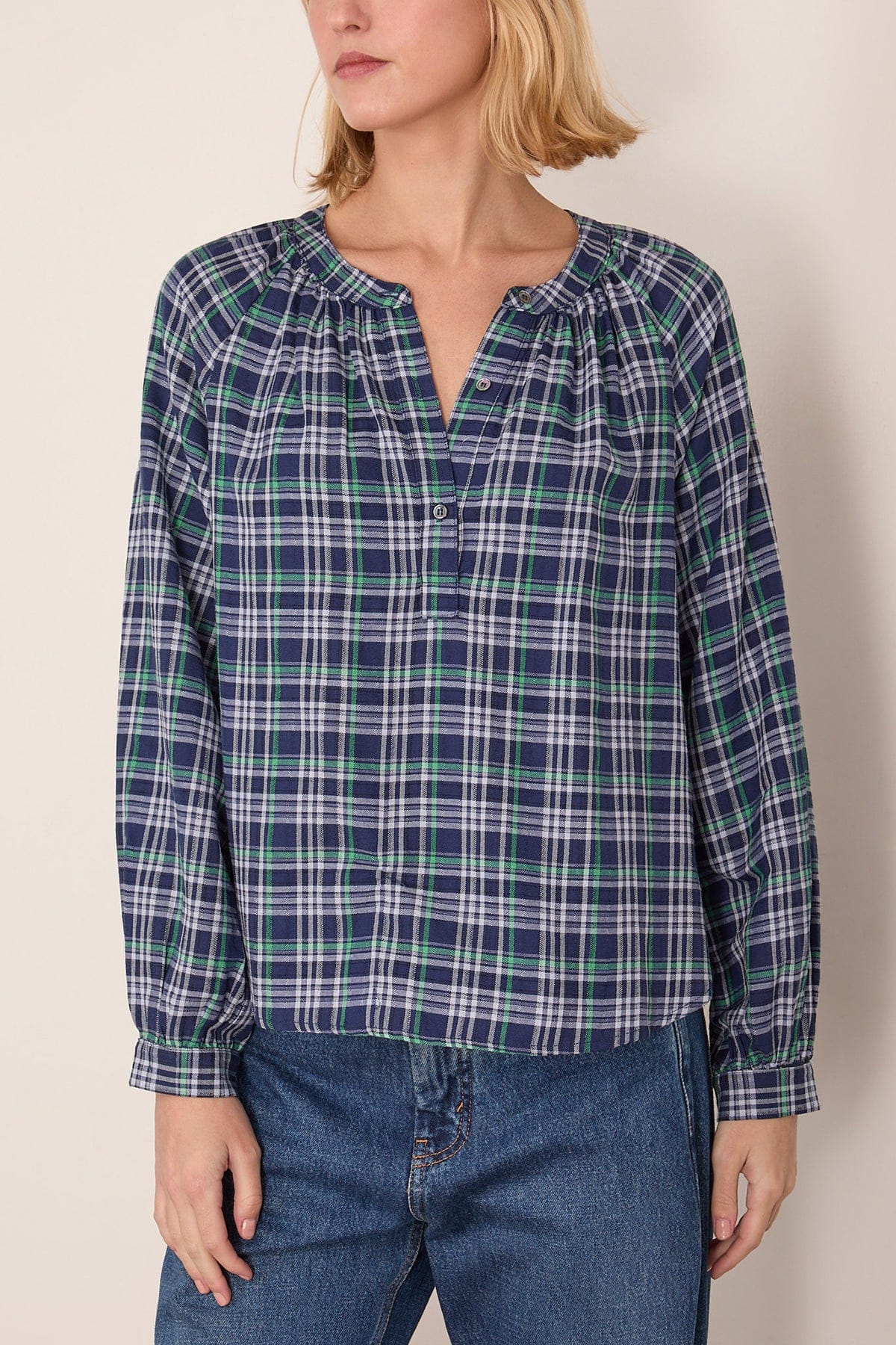 Dara Top in Forest Blue Plaid - Image 3