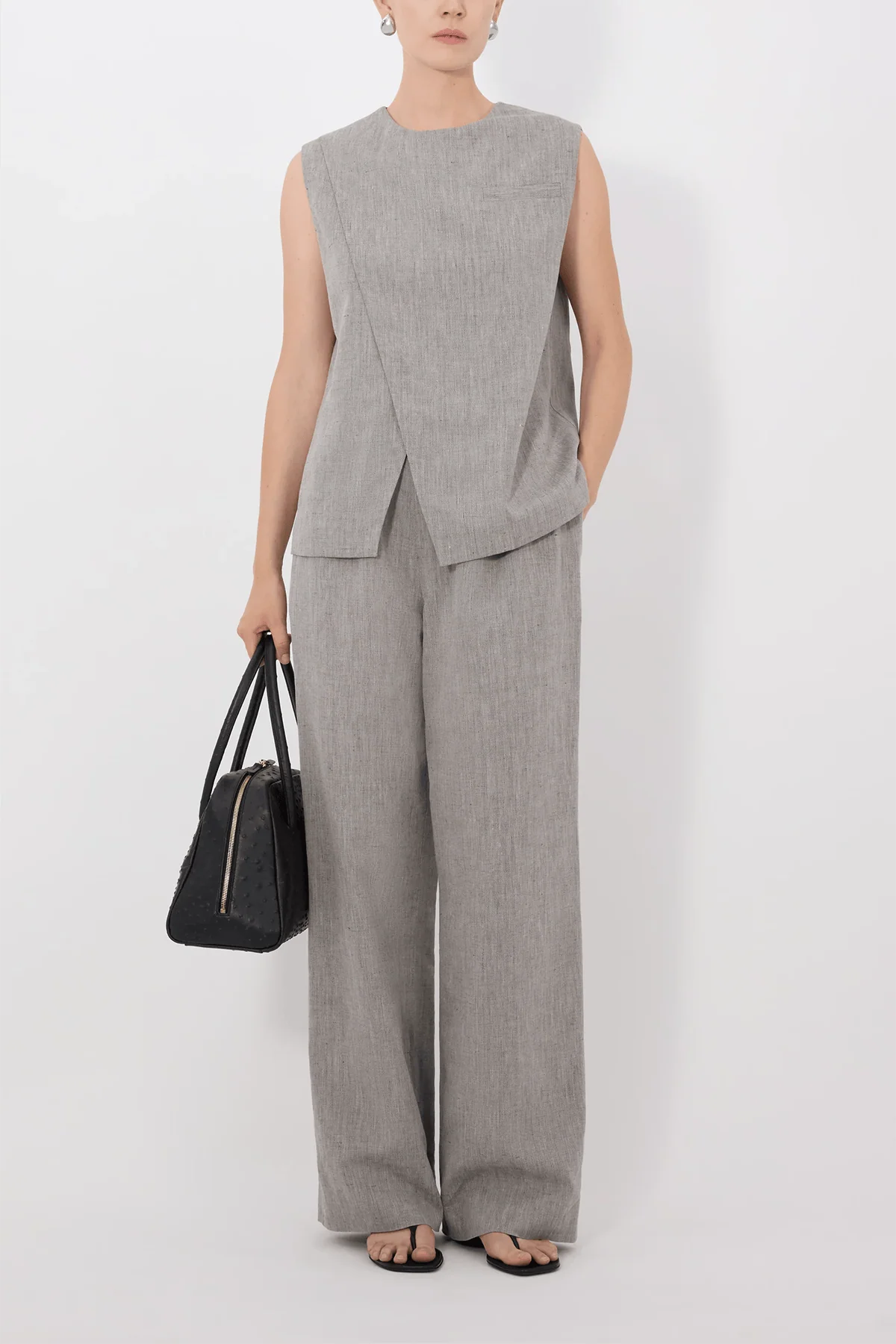 Della Asymmetric Top in Grey Melange - Image 2