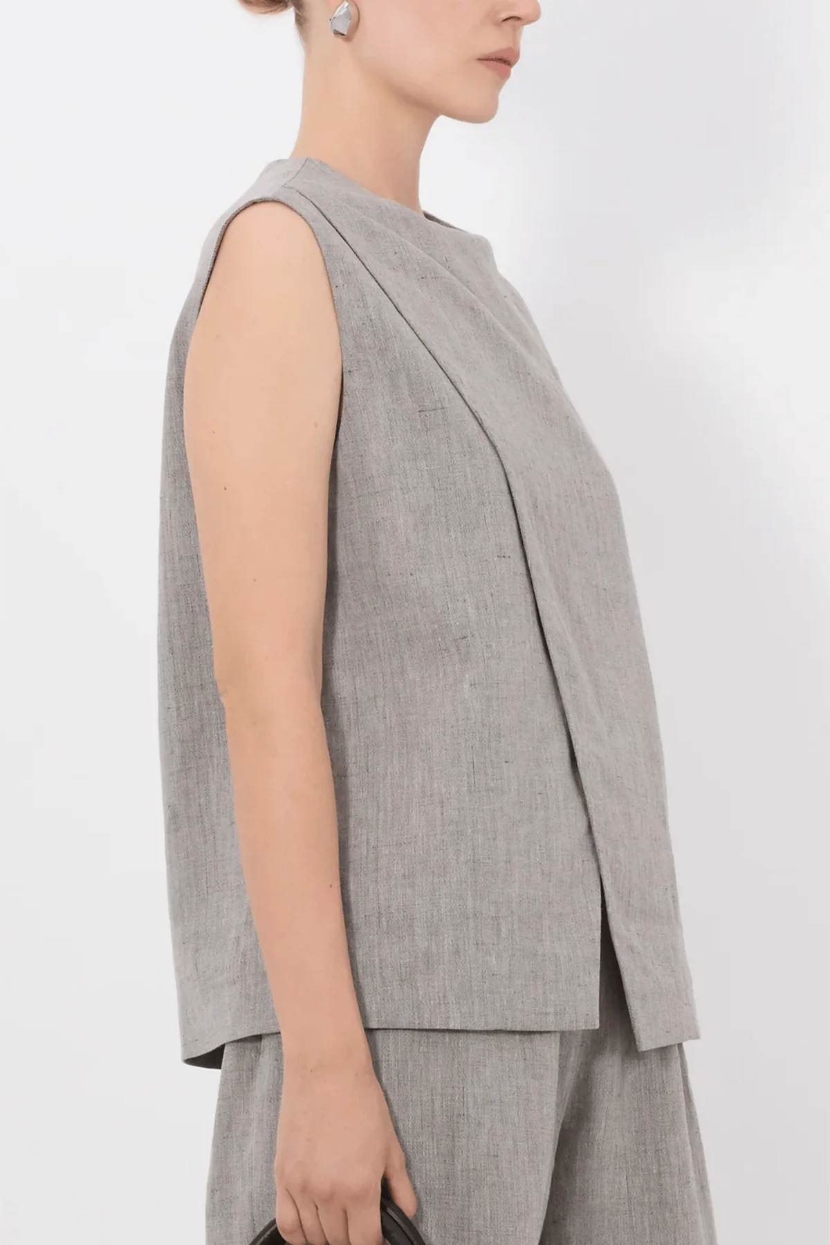 Della Asymmetric Top in Grey Melange - Image 3