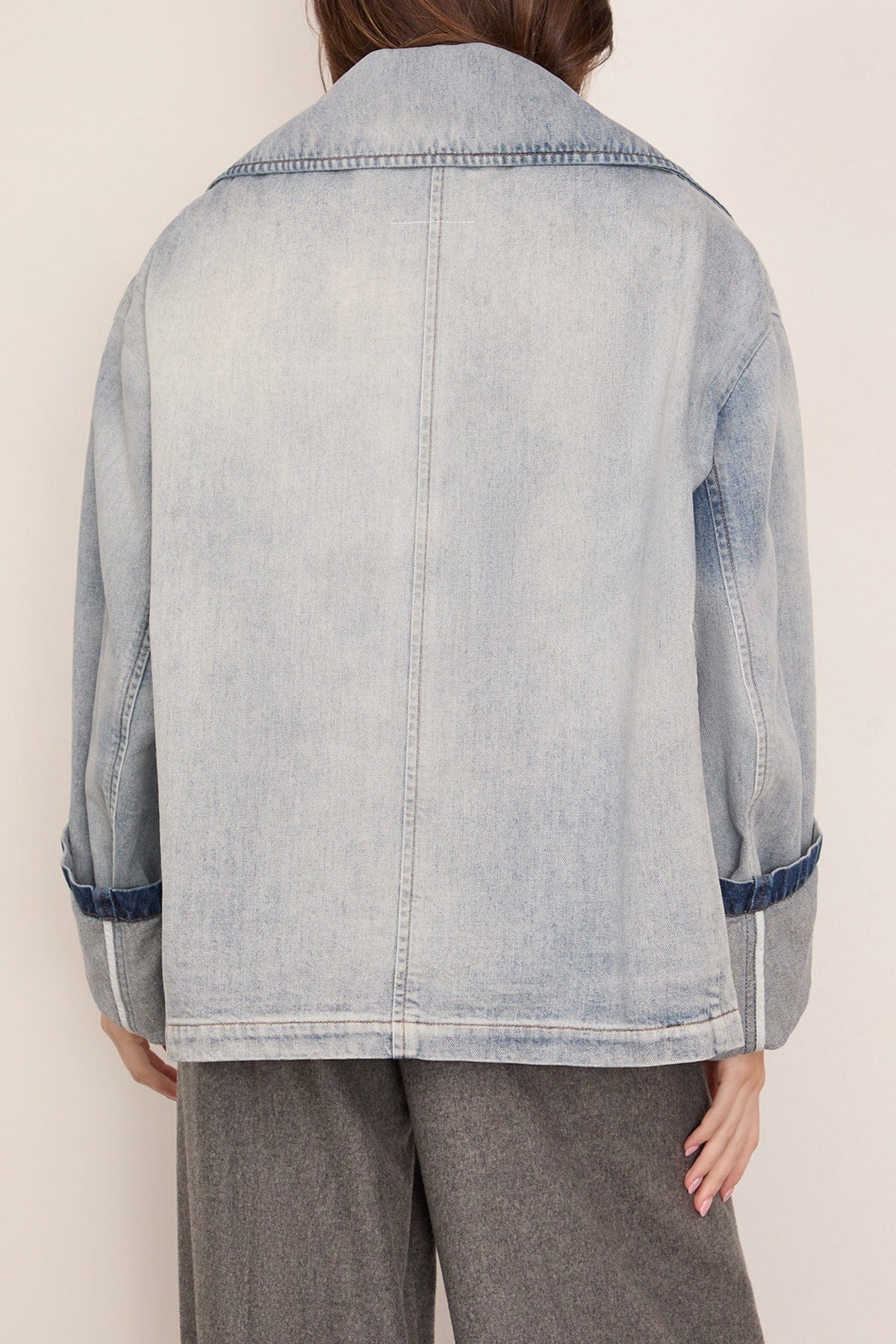 Denim Peacoat in Light Blue - Image 4