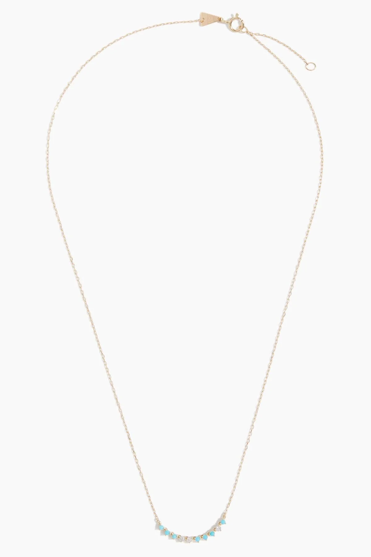 Diamond and Turquoise Rounds Chain Necklace in 14k Yellow Gold - Image 3