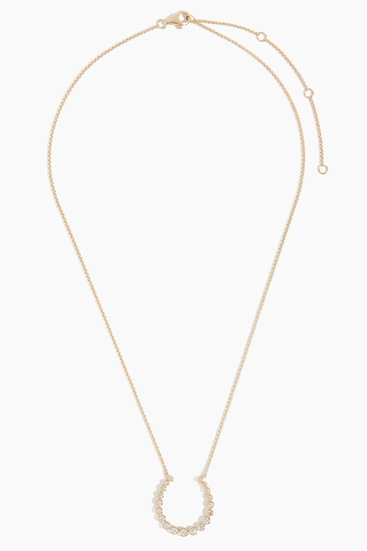 Diamond Bezel Horseshoe Necklace in 14k Yellow Gold - Image 3