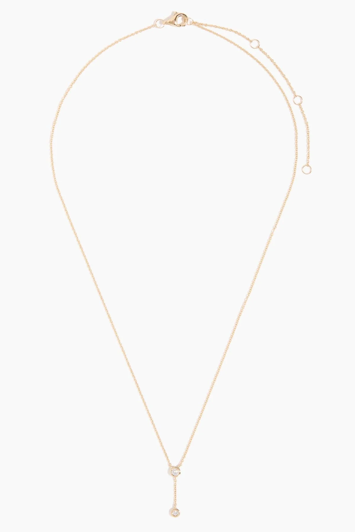 Diamond Bezel Lariat Necklace in 14k Yellow Gold - Image 3