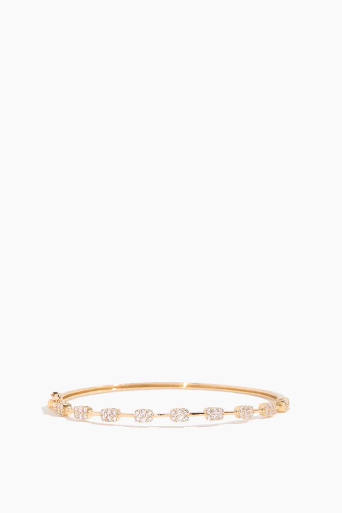 Diamond Block Station Bangle in 14k Yellow Gold