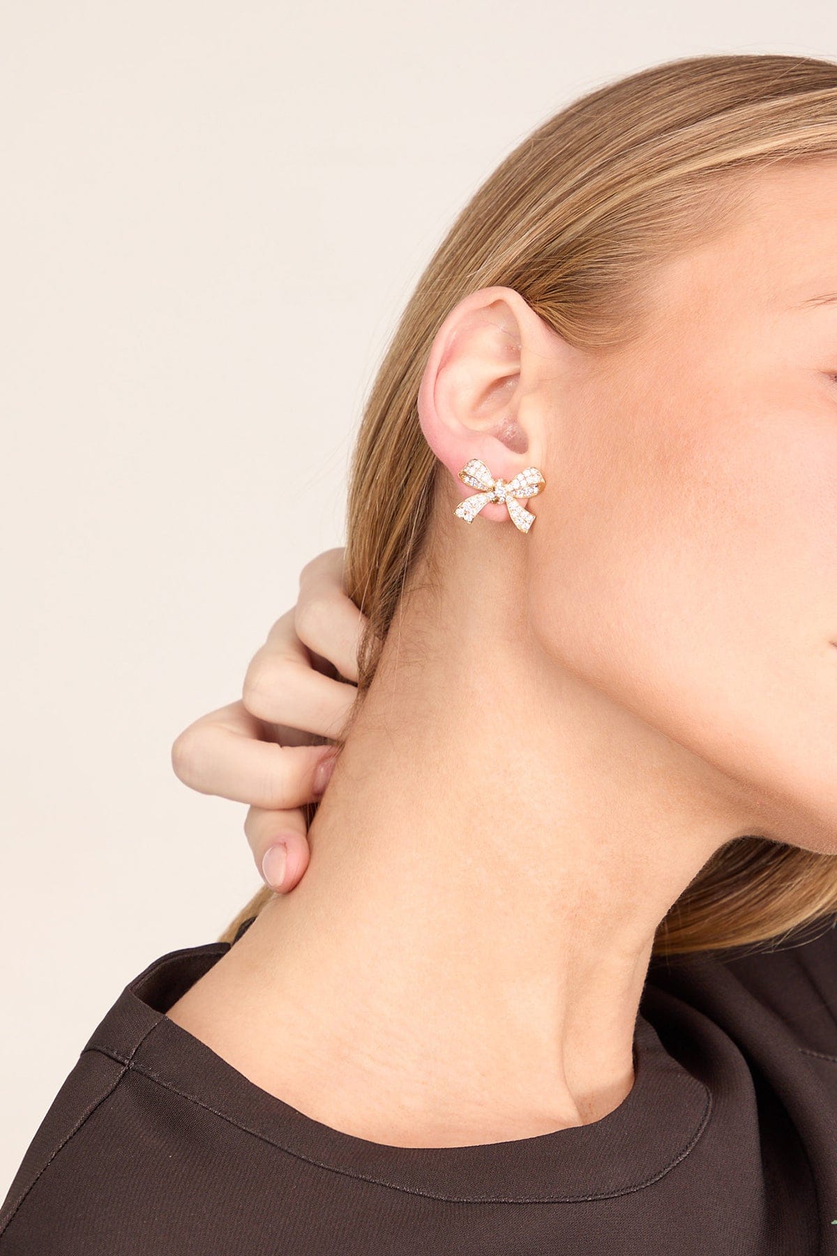 Diamond Bow Earring in 18k Yellow Gold - Image 2