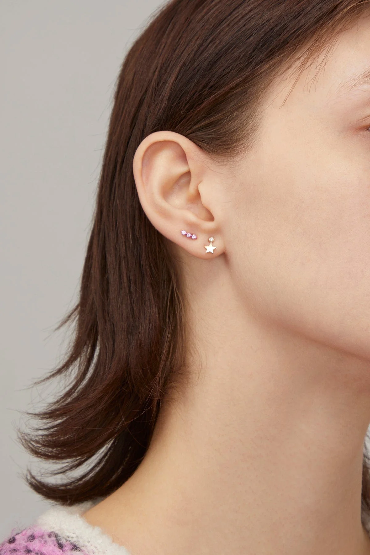Diamond Dot Star Single Stud in 14k Yellow Gold - Image 2