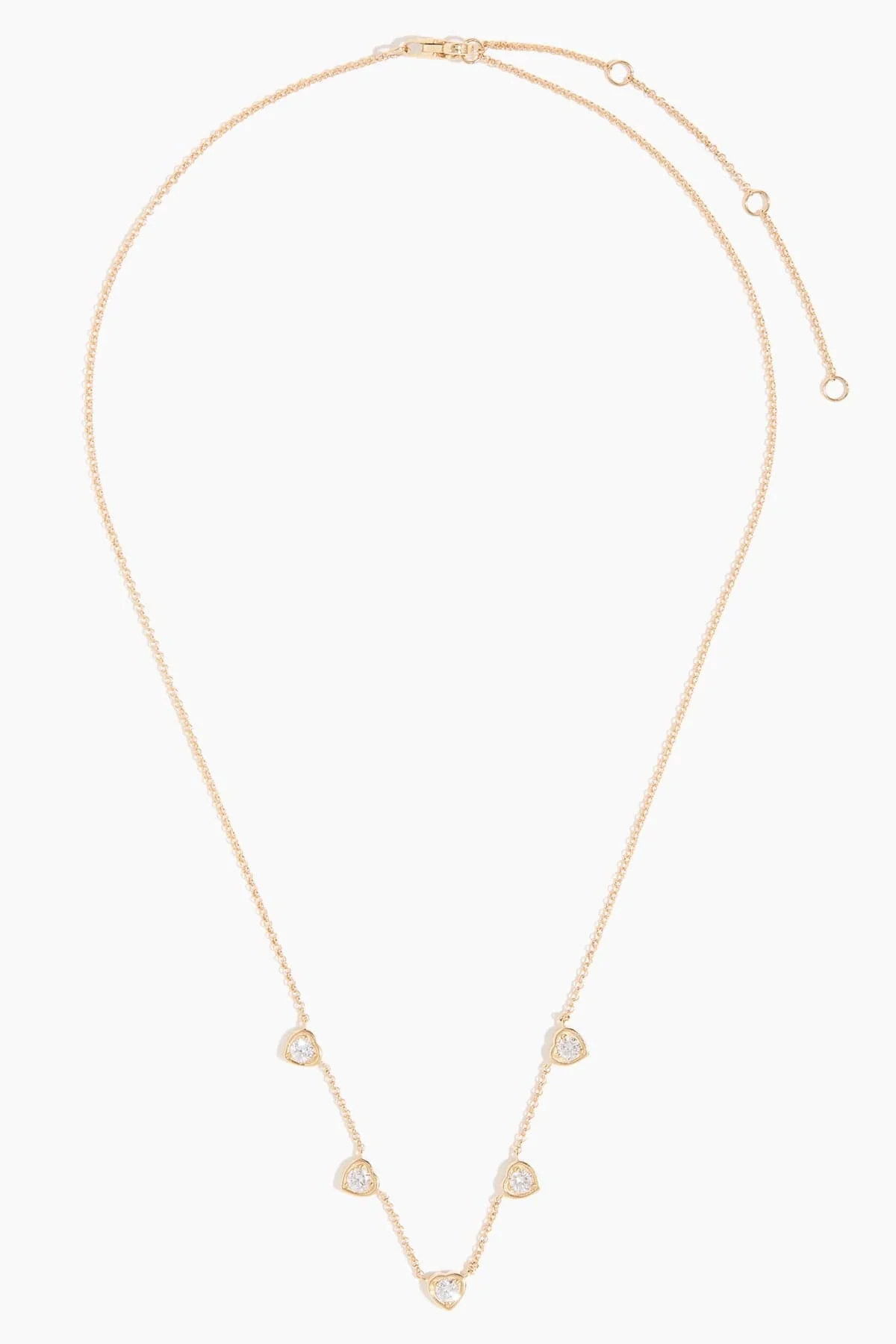 Diamond Heart Station Necklace in 14k Yellow Gold - Image 3