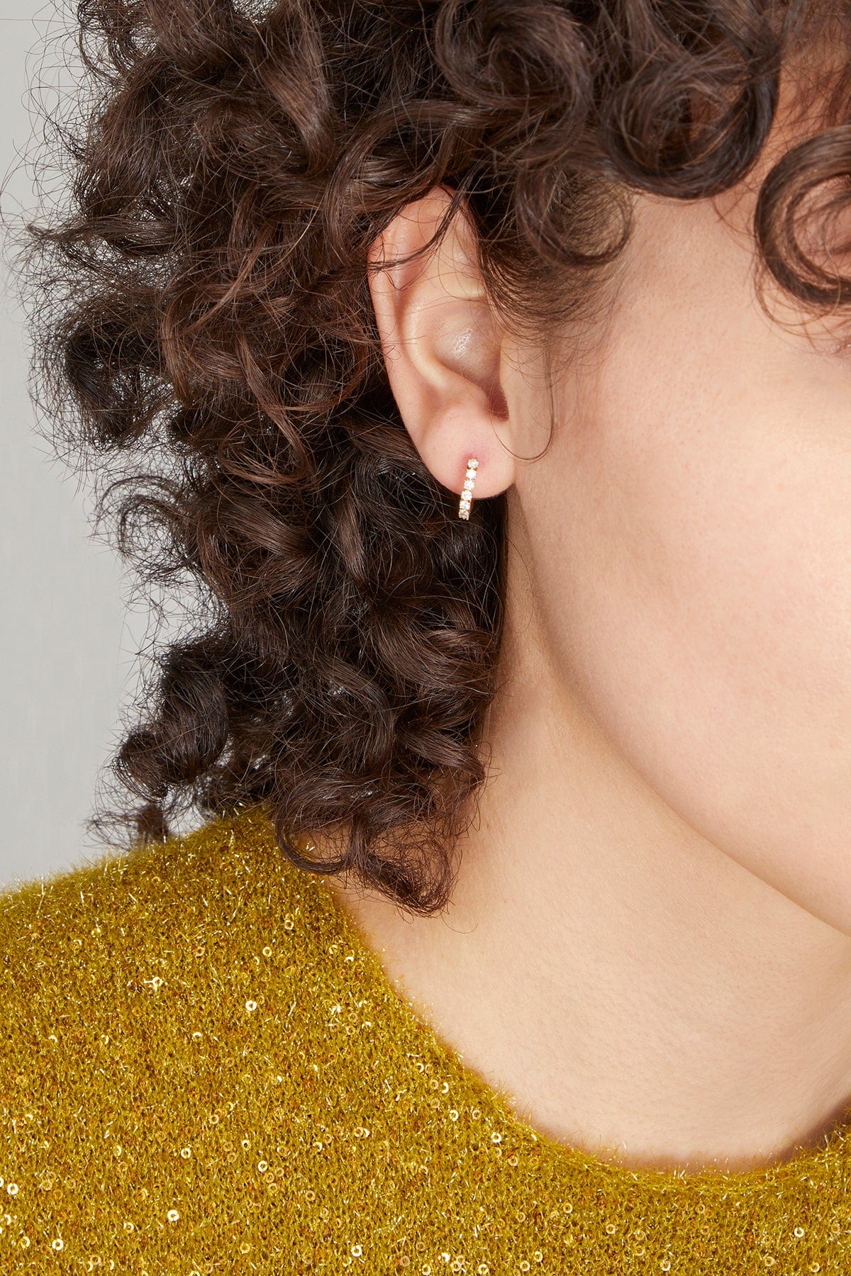 Diamond Huggies in 14k Yellow Gold - Image 2