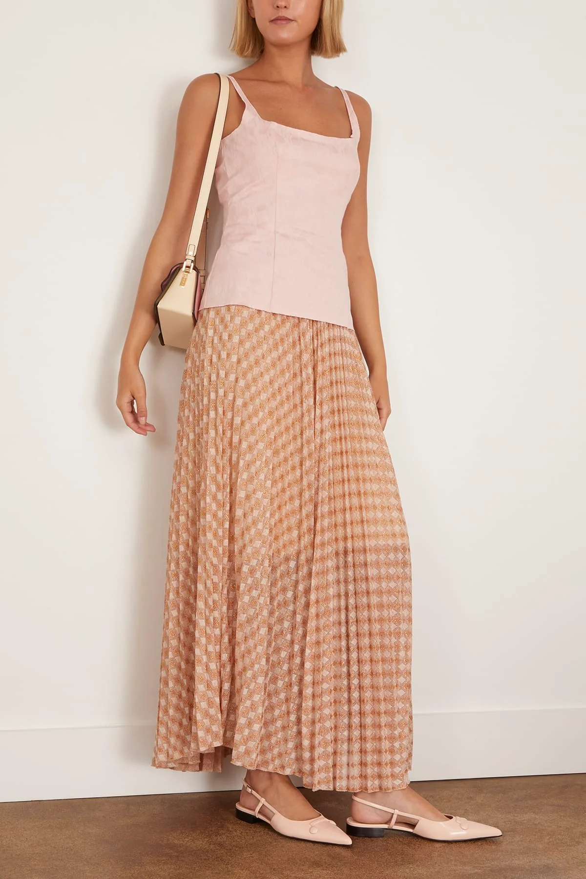 Diamond Jersey Plisse Skirt in Alba - Image 2