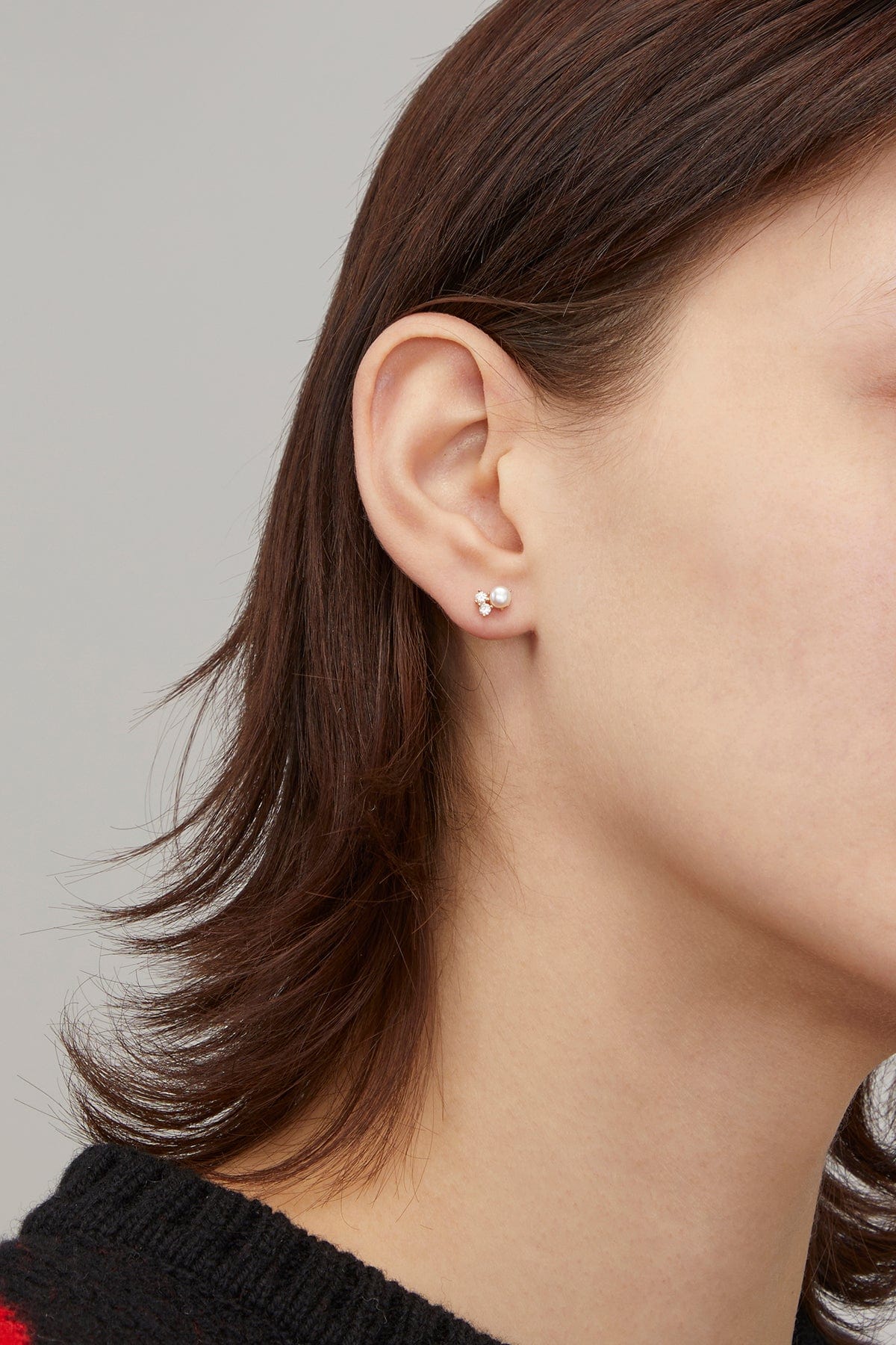 Diamond Pearl Studs in 14k Yellow Gold - Image 2