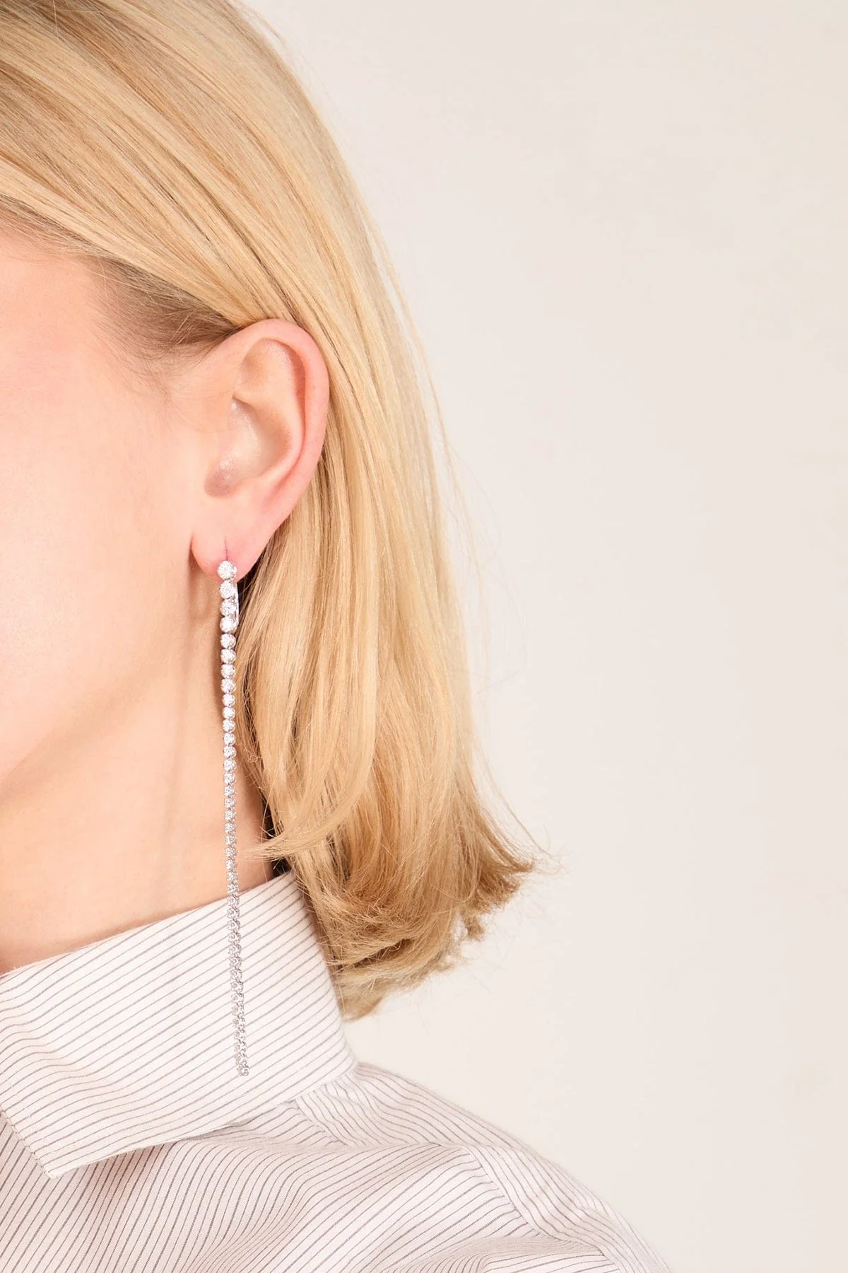 Diamond Shoulder Duster Earrings in 18k White Gold - Image 2