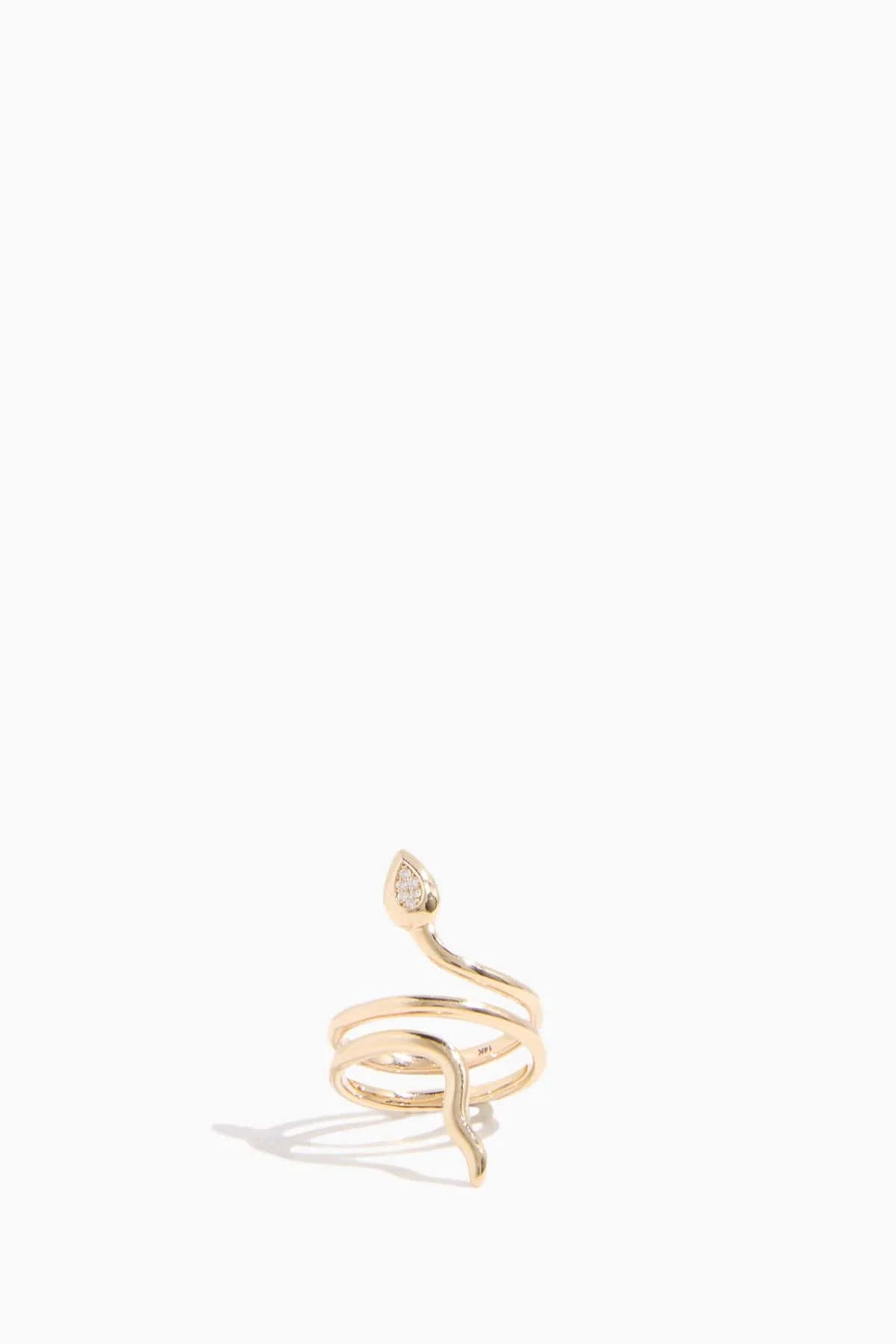 Diamond Snake Ring in 14k Yellow Gold