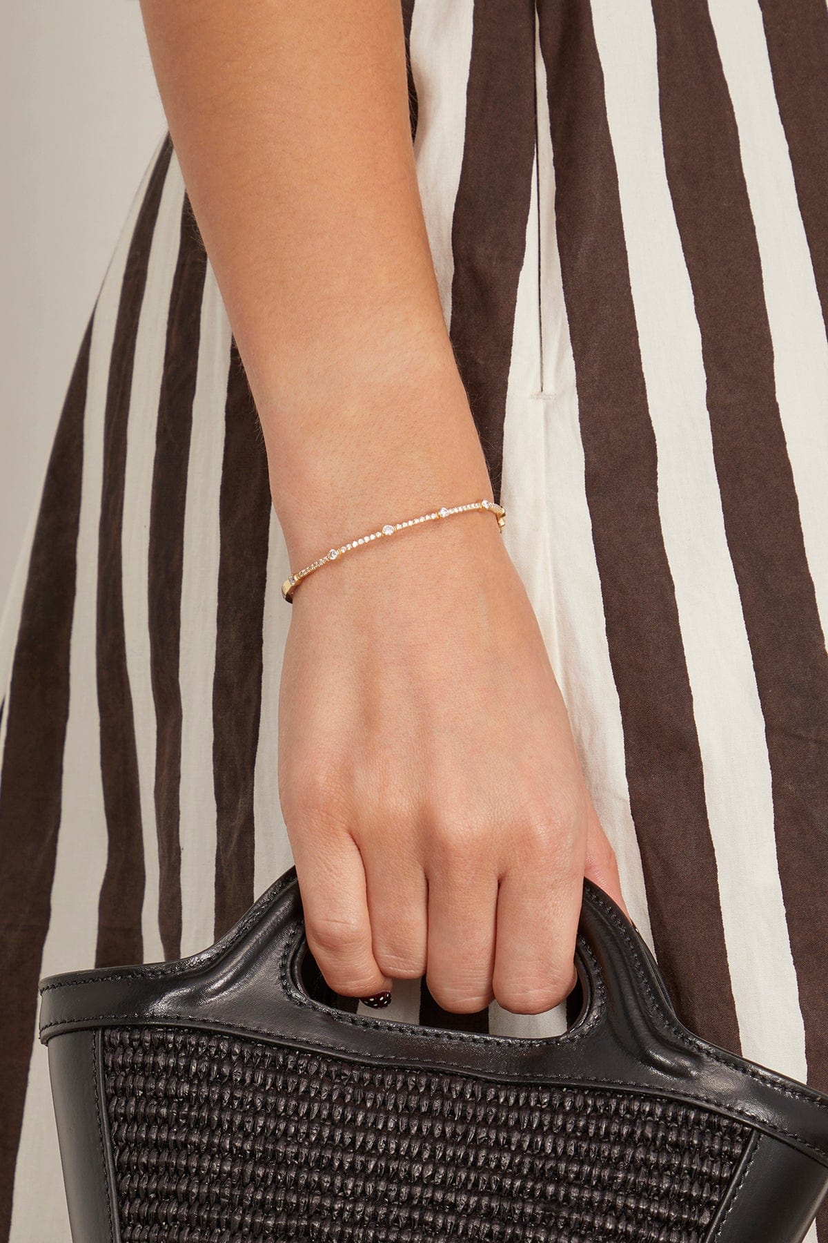 Diamond Station Bangle in 14k Yellow Gold - Image 2