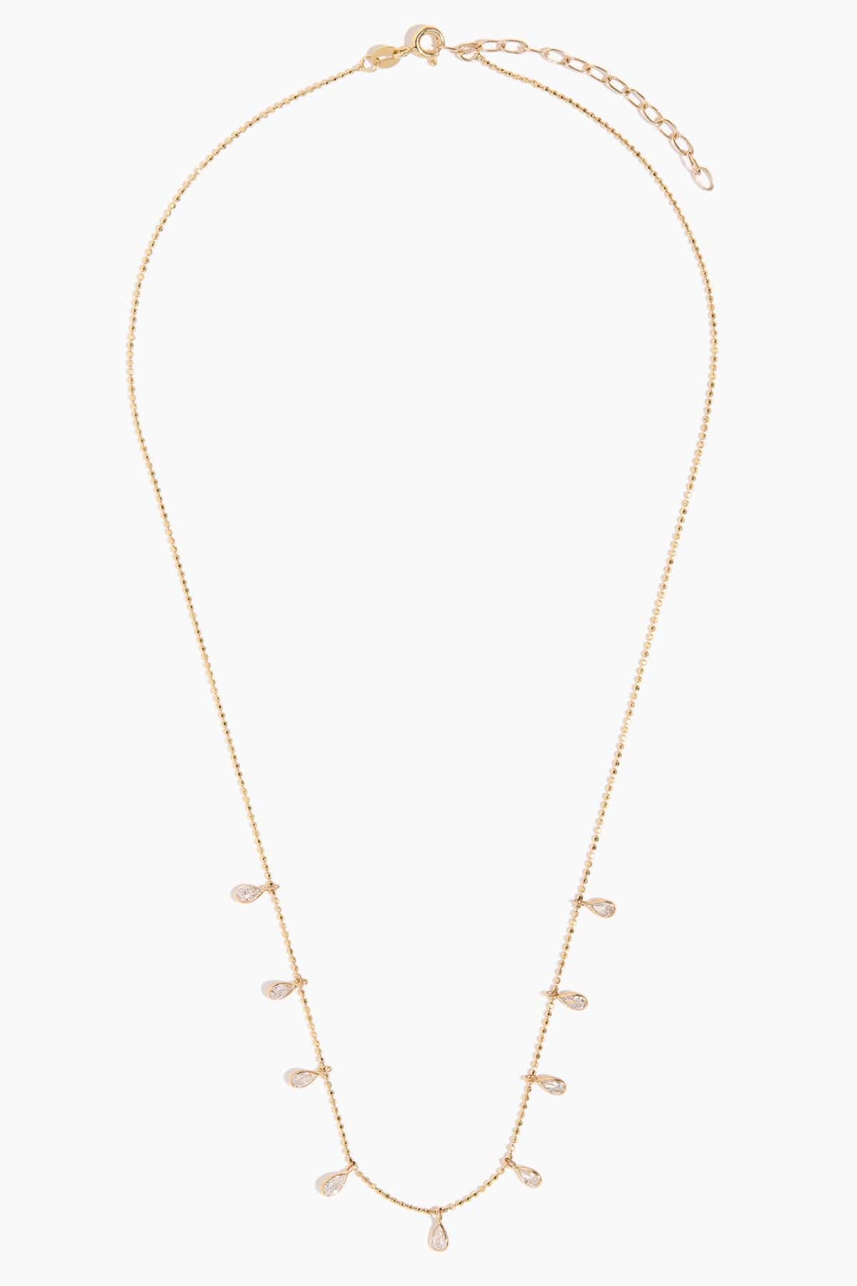 Diamond Teardrop Fringe Necklace in Yellow Gold - Image 3