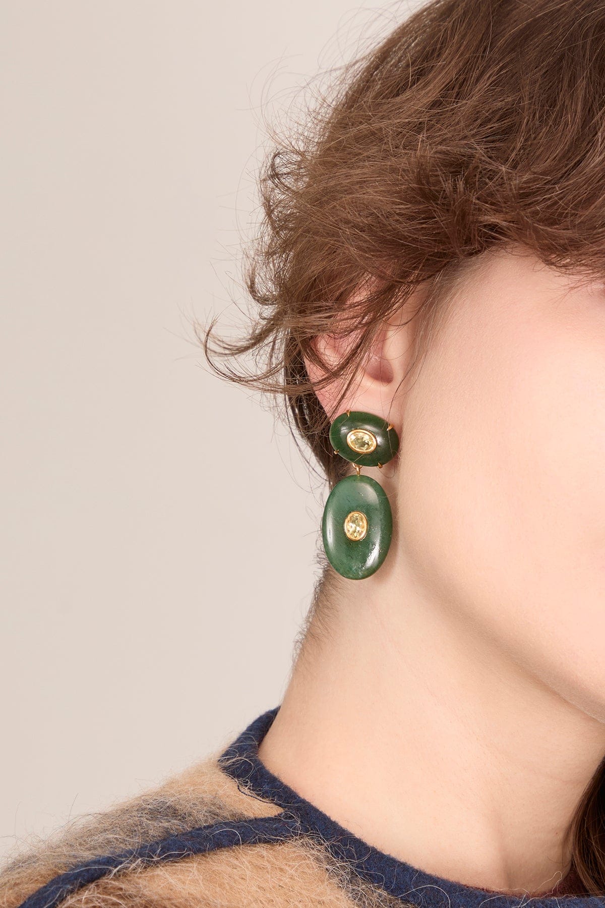 Dorothy Earrings in Green Jade - Image 2