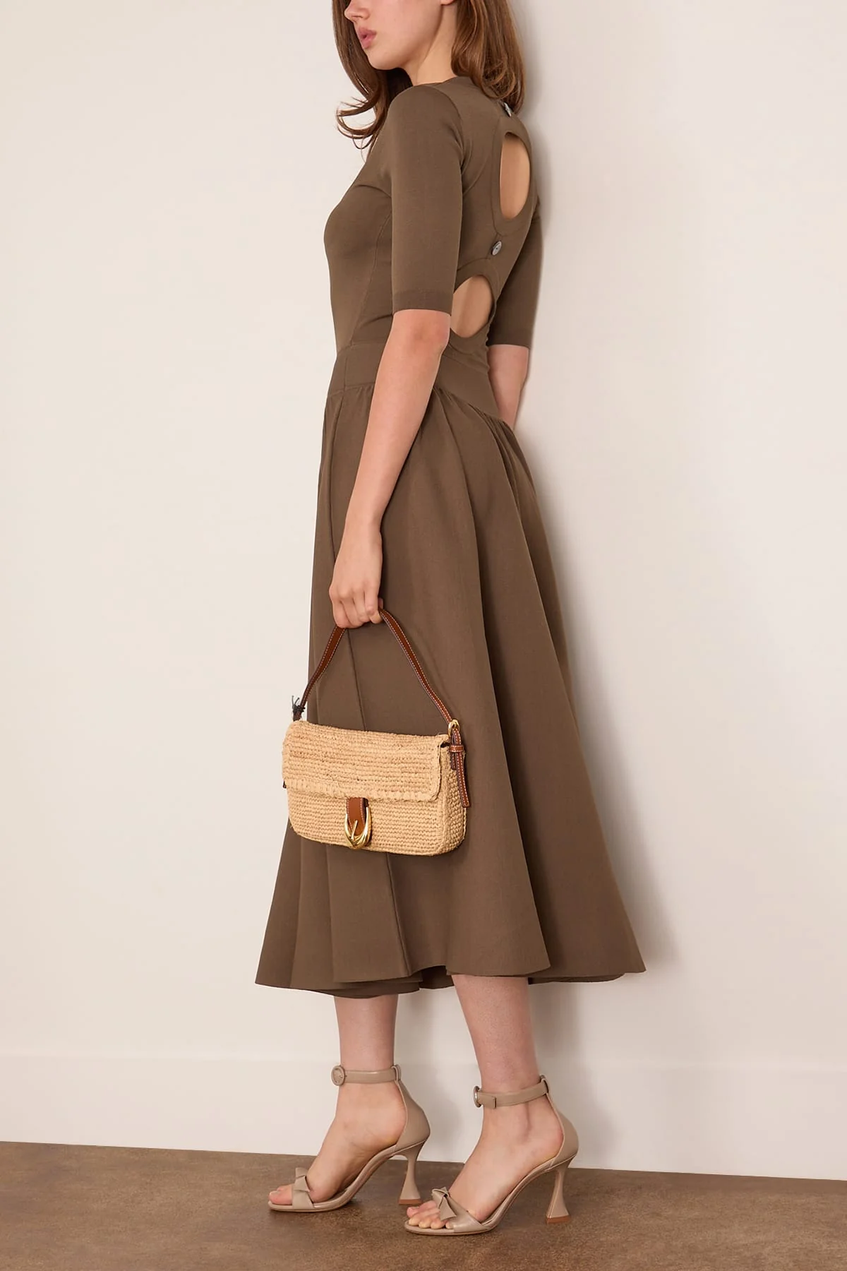 Double Keyhole Dress in Taupe - Image 2