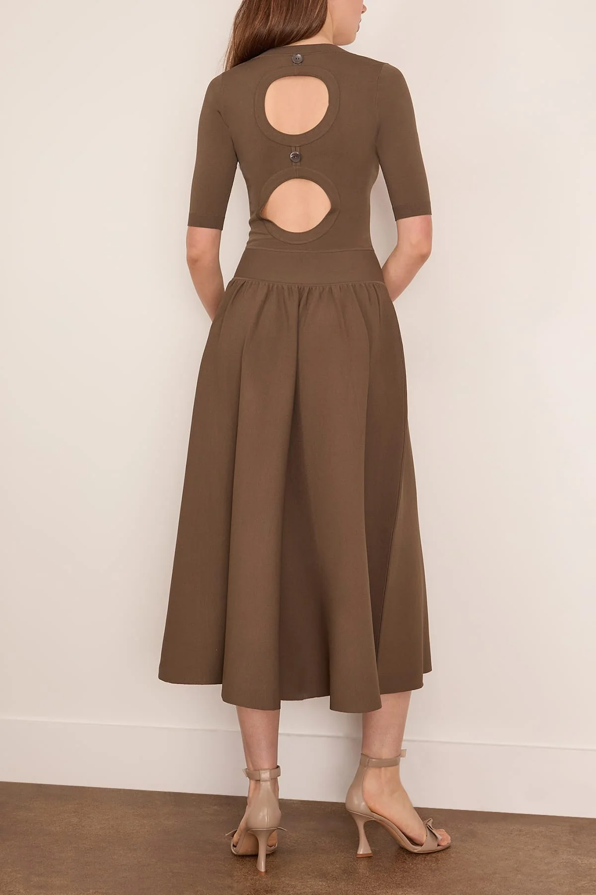 Double Keyhole Dress in Taupe - Image 4