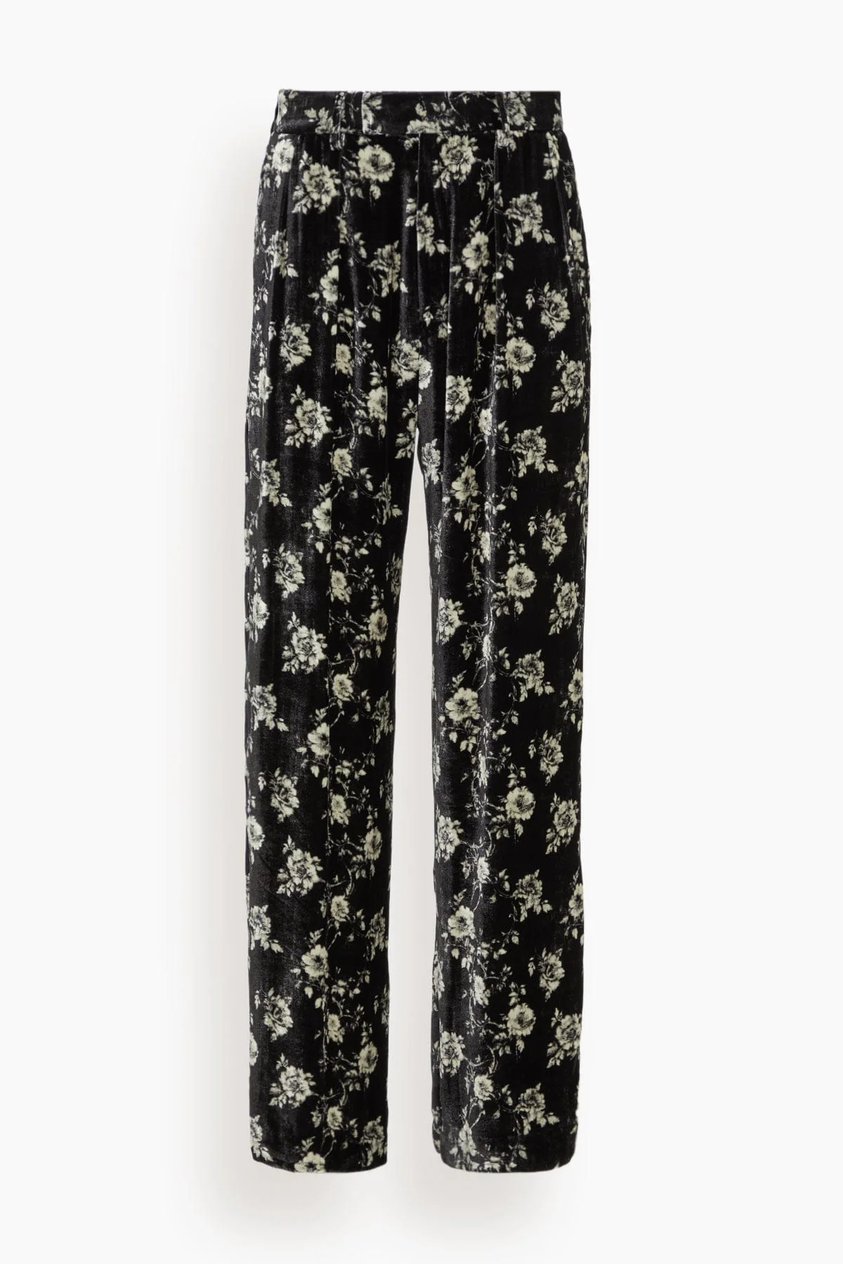 Double Pleat Trouser in Floral on Black