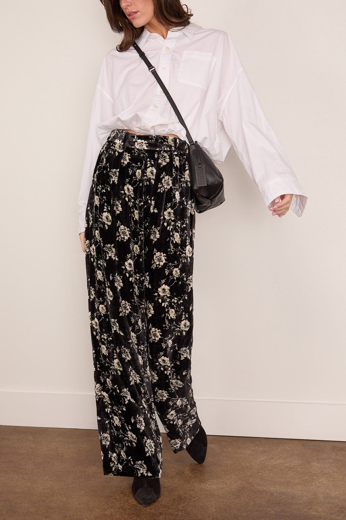 Double Pleat Trouser in Floral on Black - Image 2