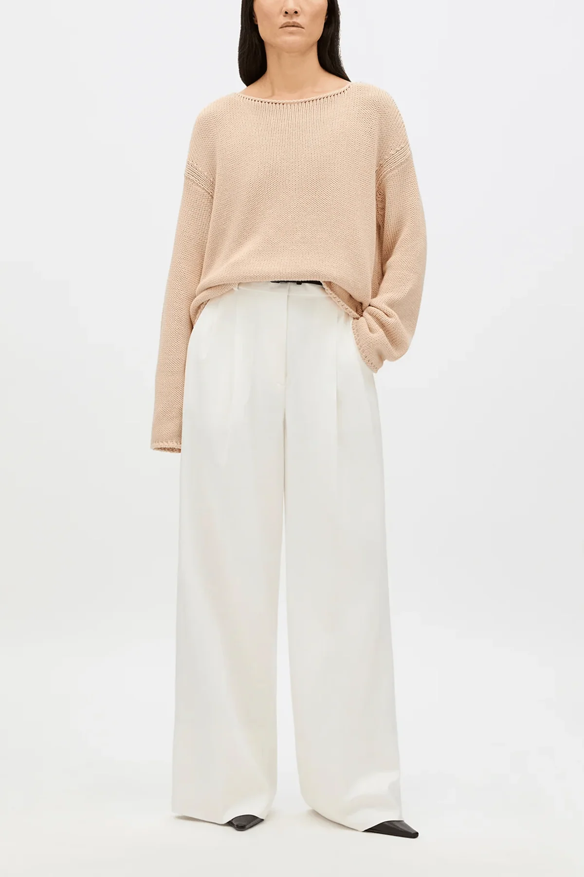 Draped Knit Sweater in Sand - Image 2