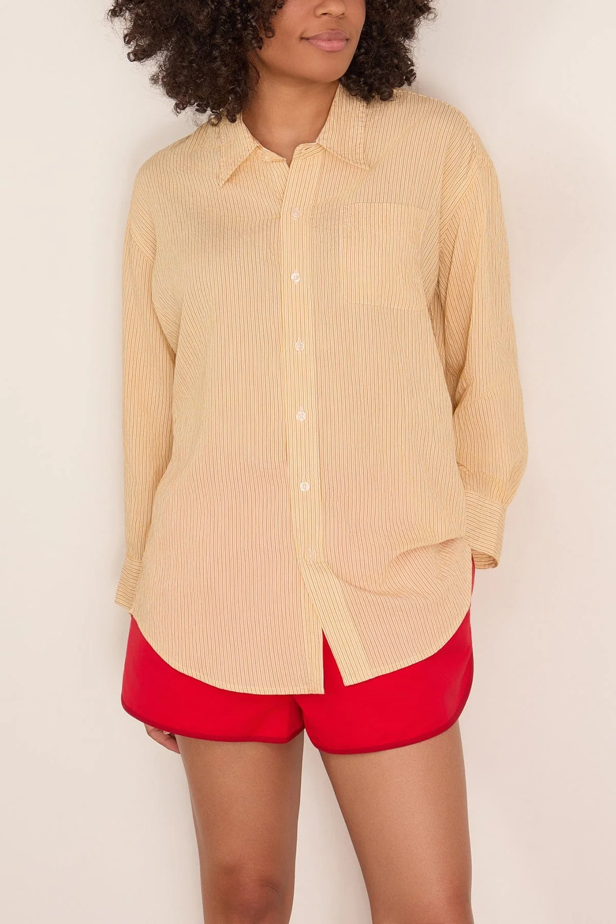 Drop Neck Shirt in Orange Stripe - Image 3