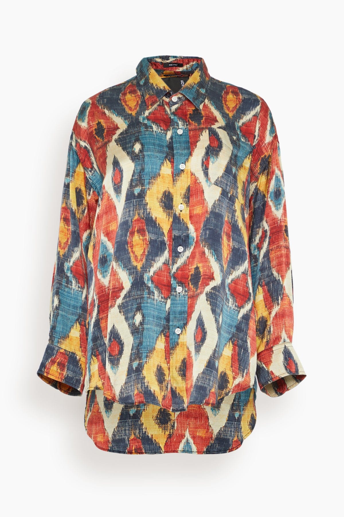 Drop Neck Shirt in Red Multicolor