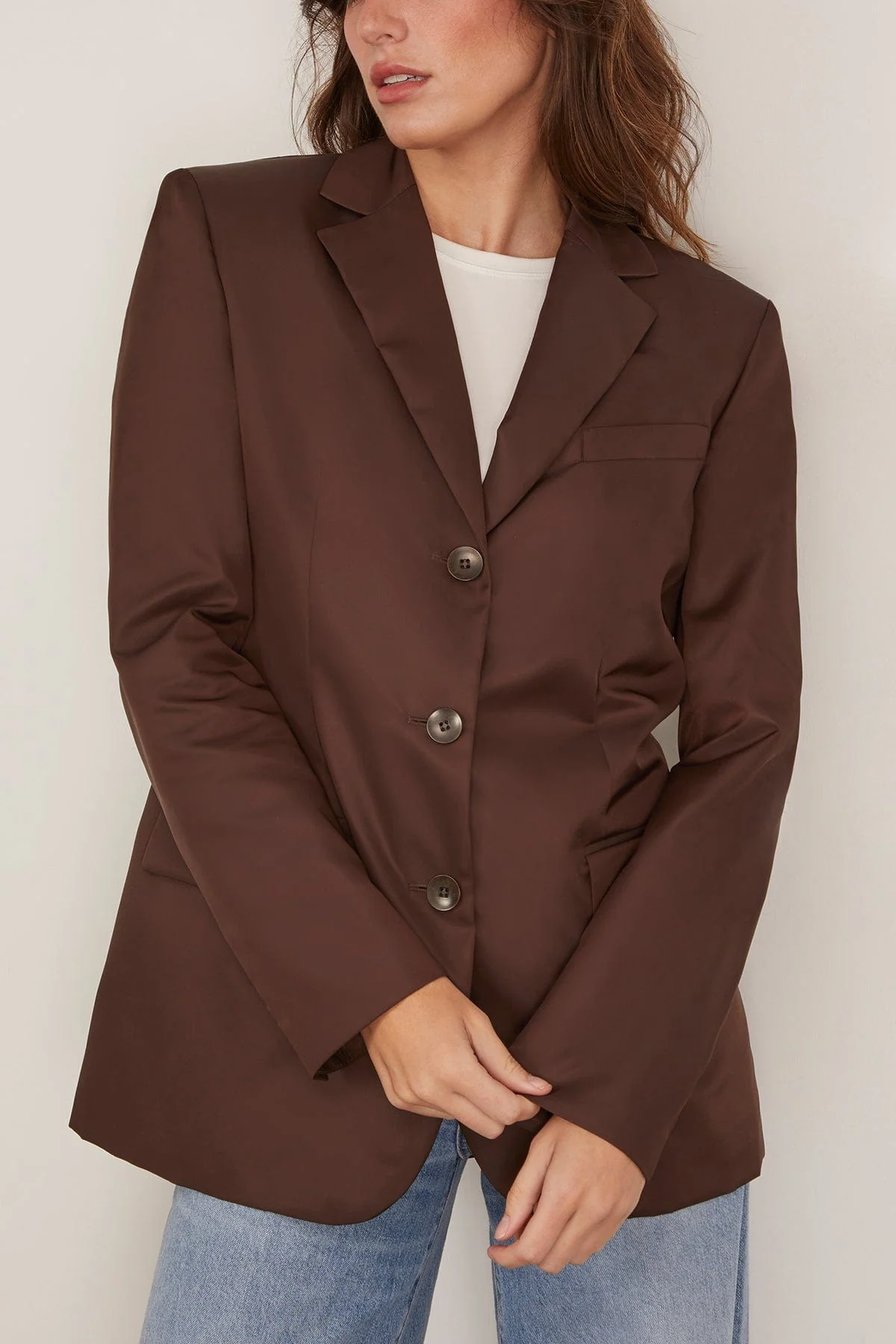 Eco Nylon Max Blazer in Brown - Image 3